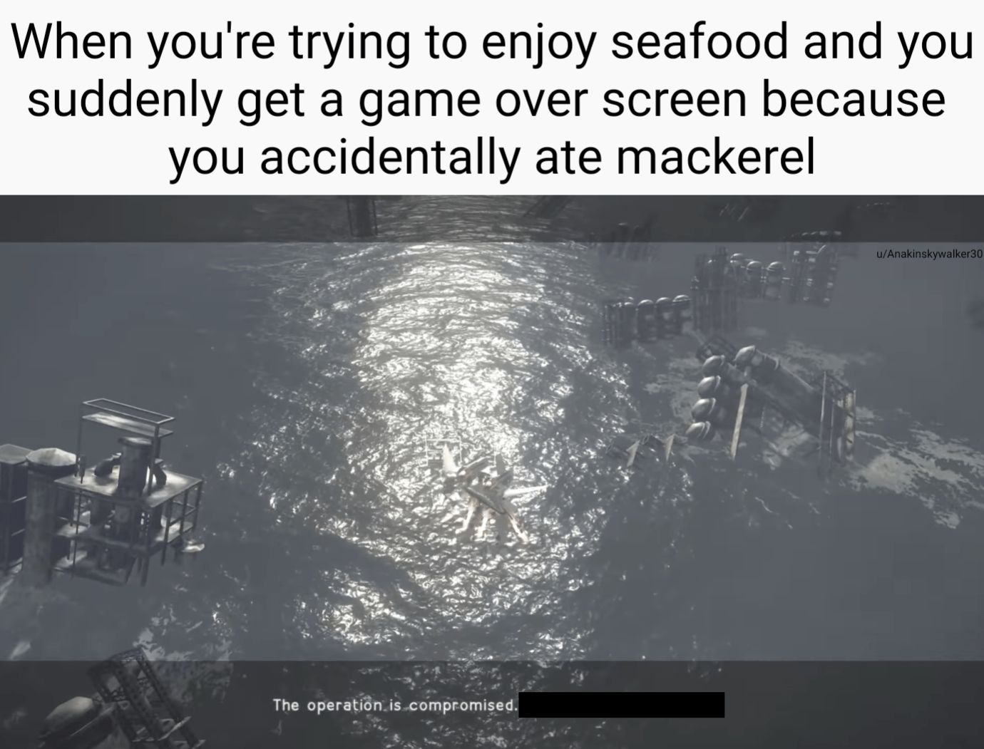 I'm just trying to eat seafood. Trying to Make a meme out of every line