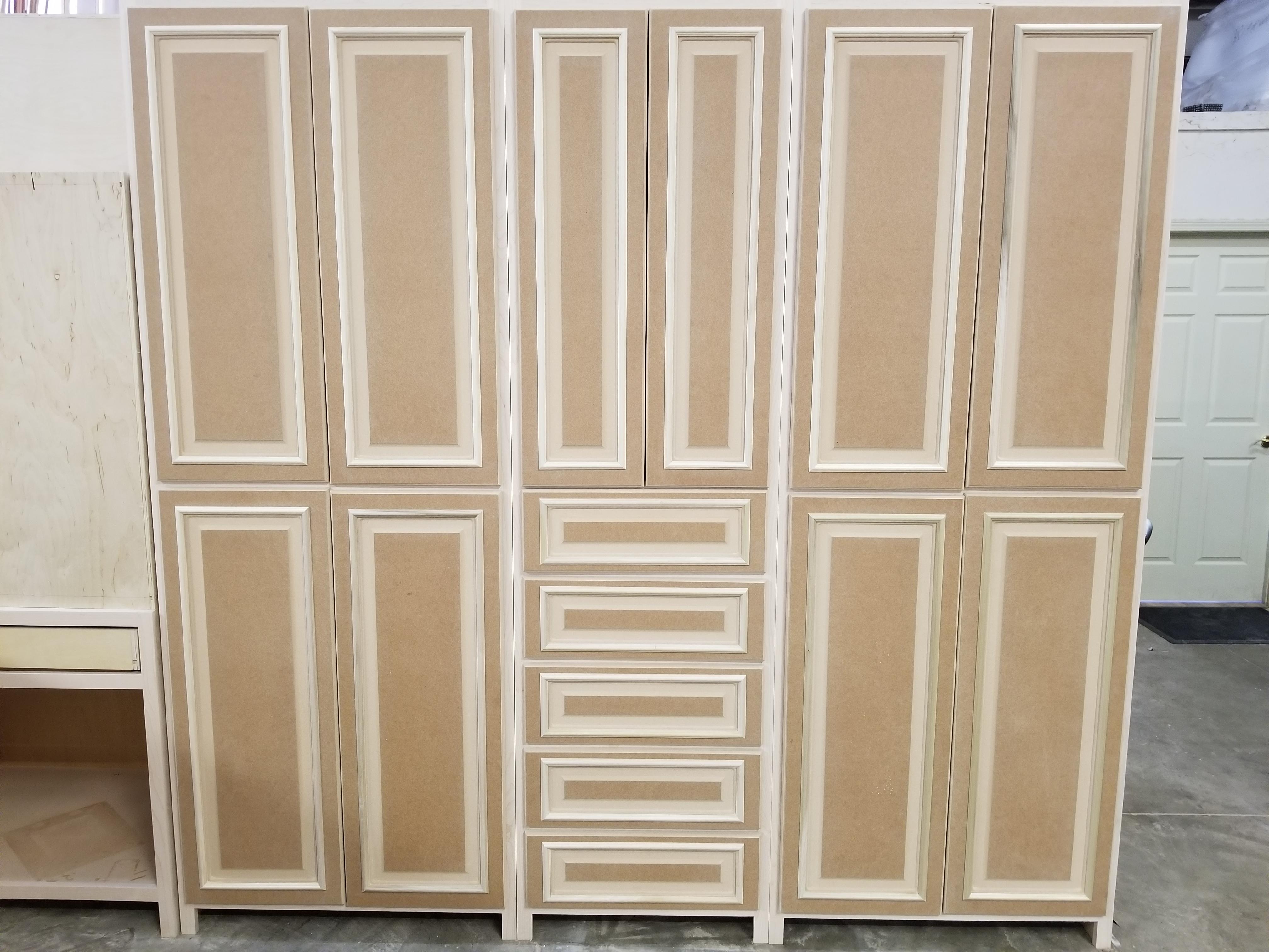 Unfinished closet. MDF doors with trim. Maple wood frame. r/woodworking