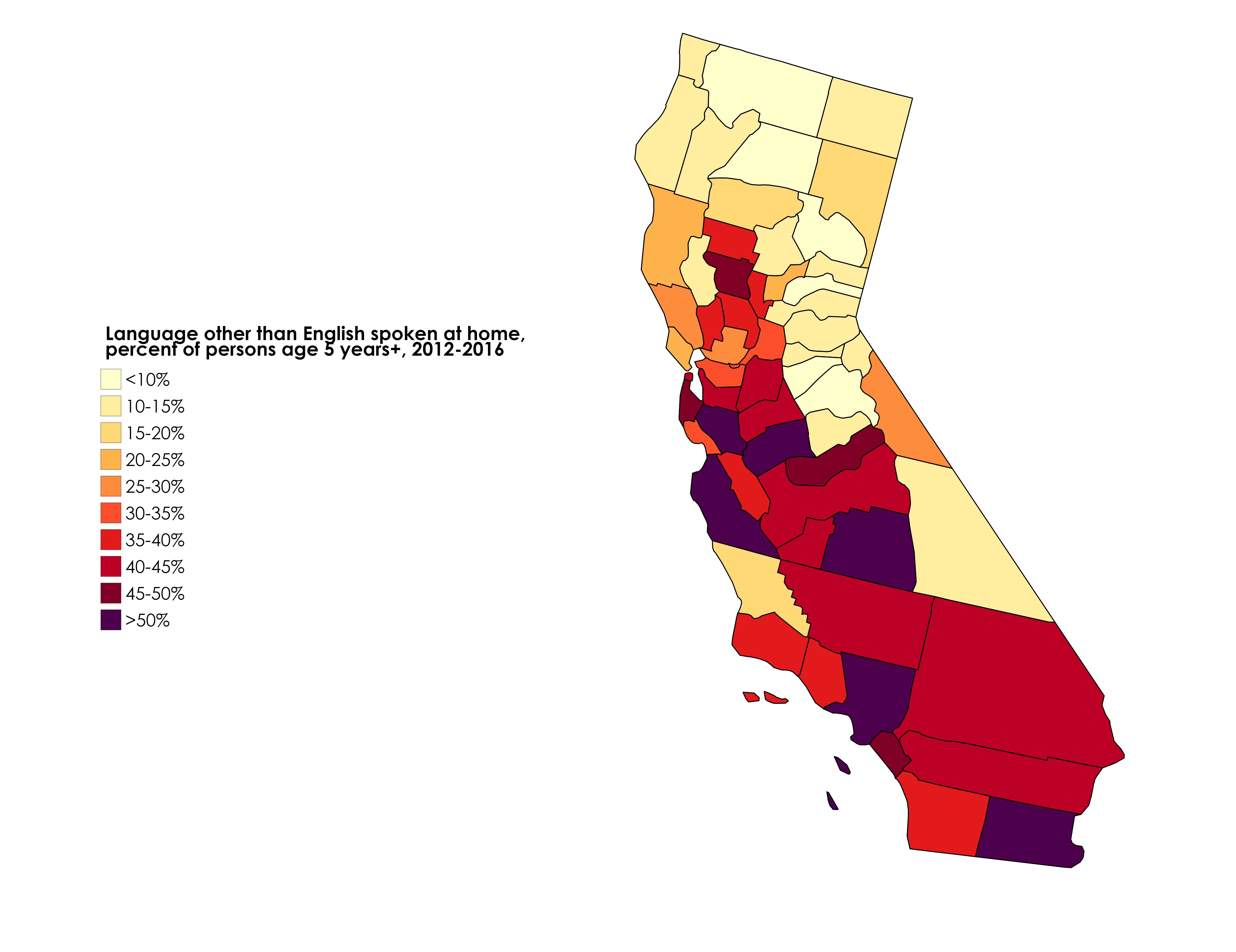 Language other than English spoken at home in California [5544X4272