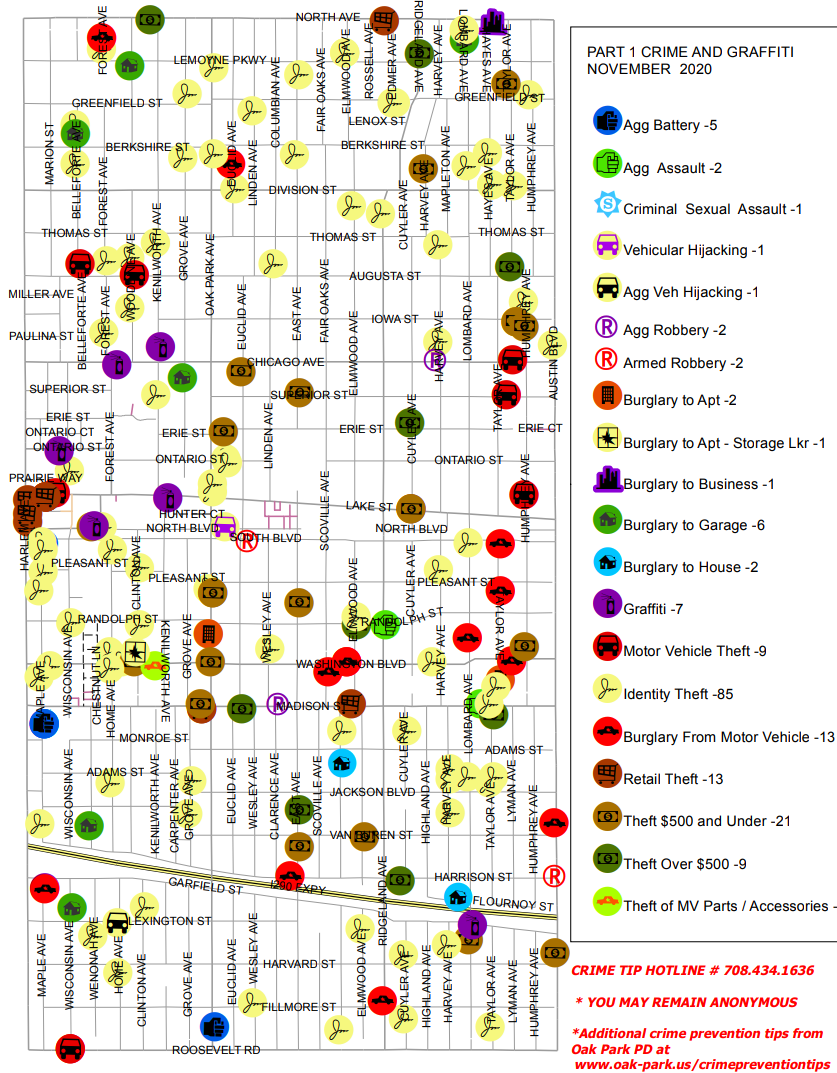 Crime Map November r/oak_park