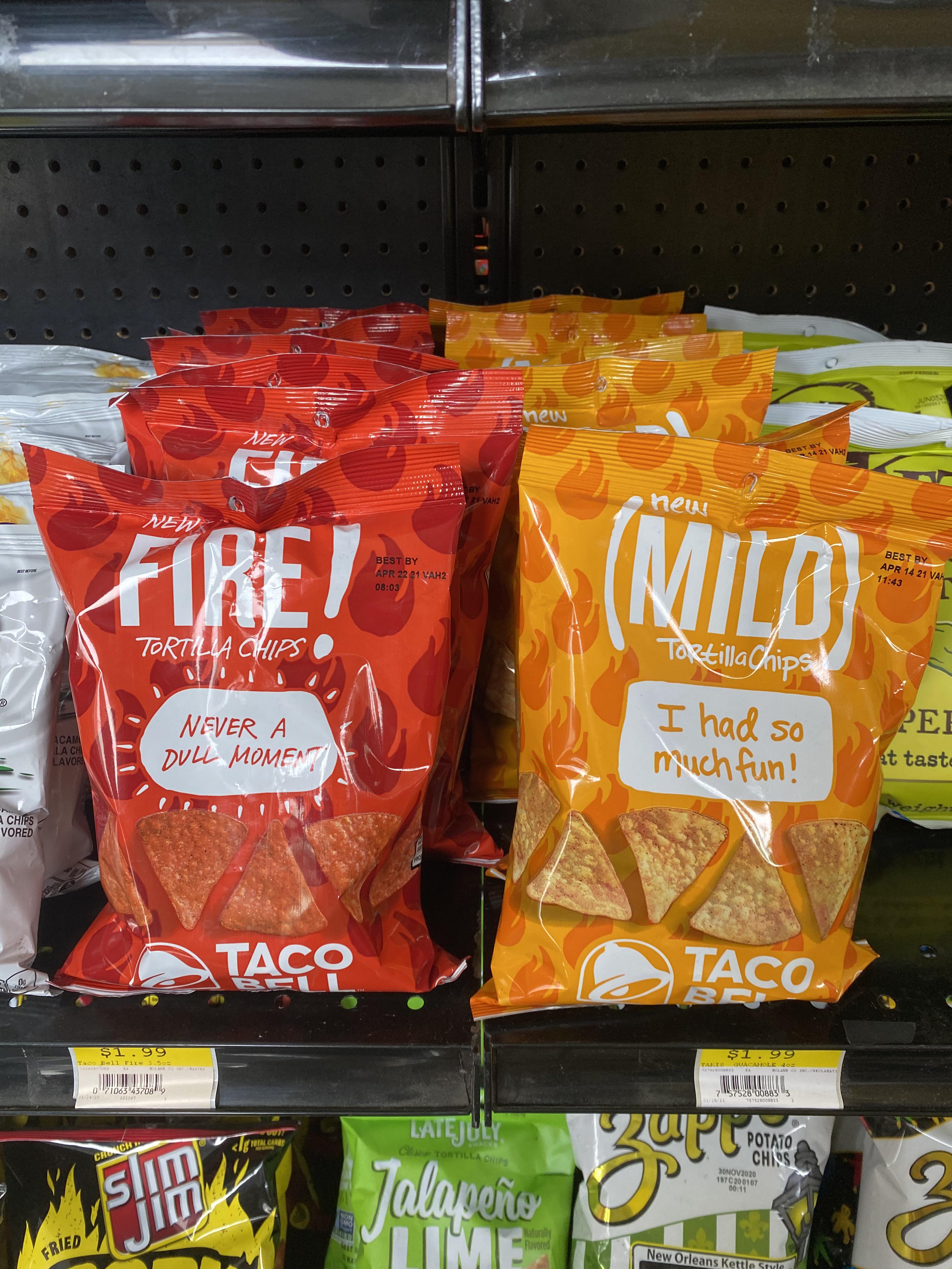 fire and mild taco bell tortilla chips r/chips