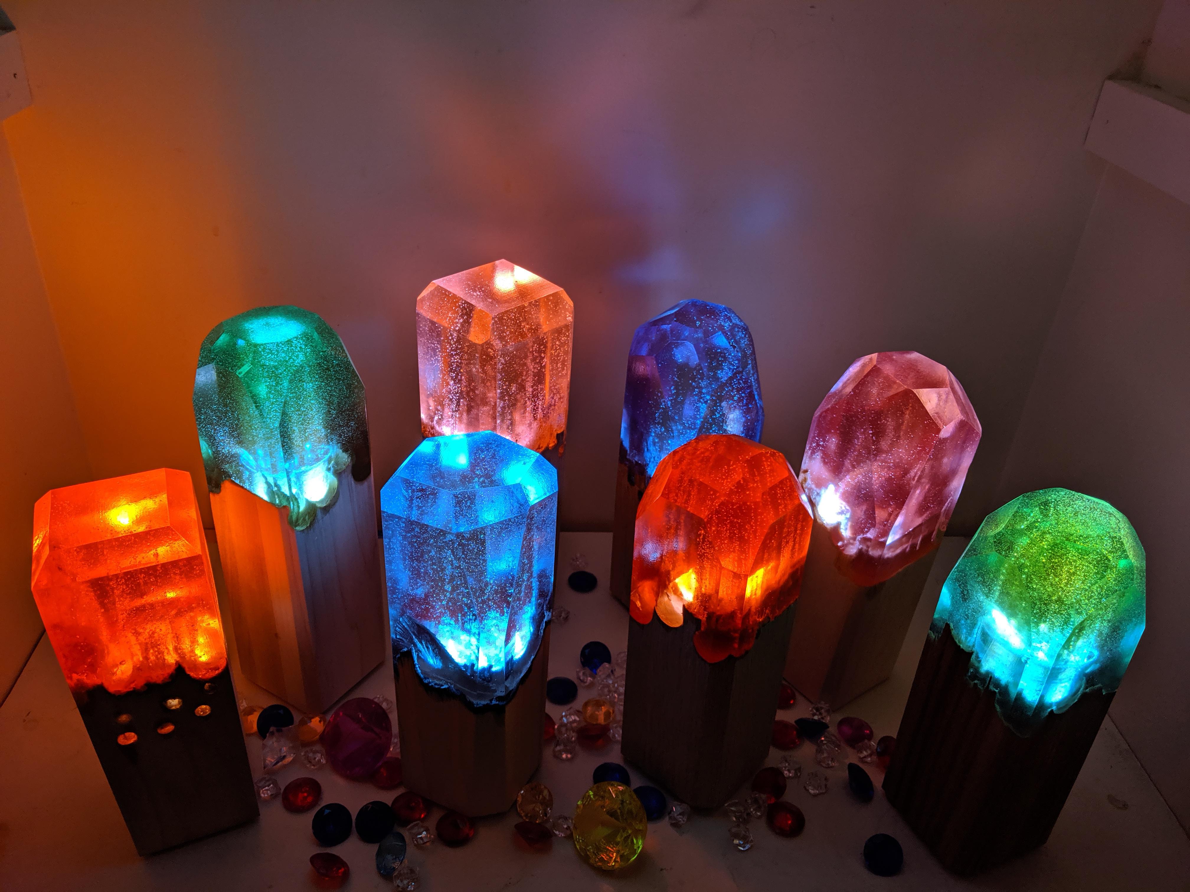 I made a bunch of resin lamps. Hoping to find a local craft show or