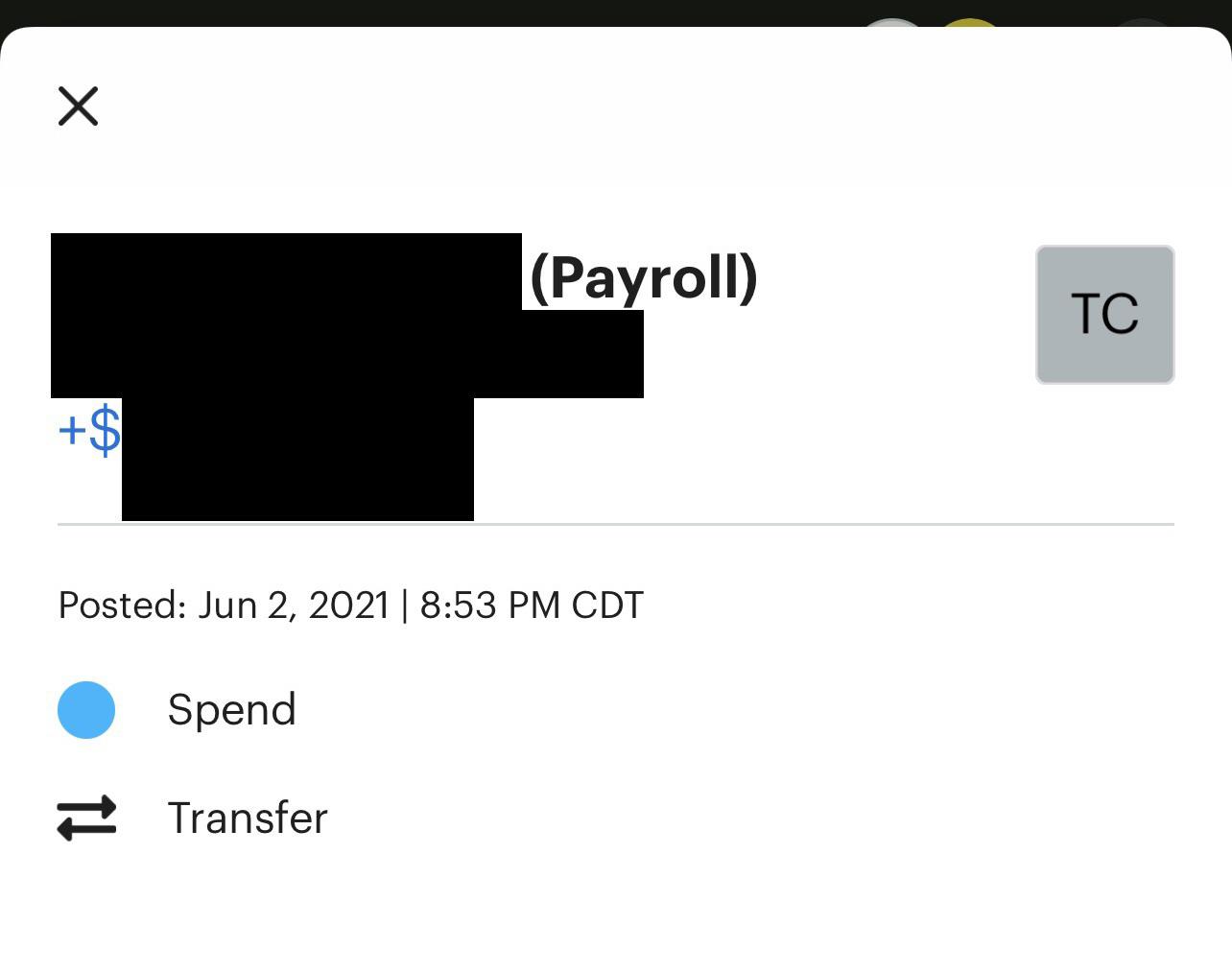 Are my direct deposits being read by One correctly? My credit line with