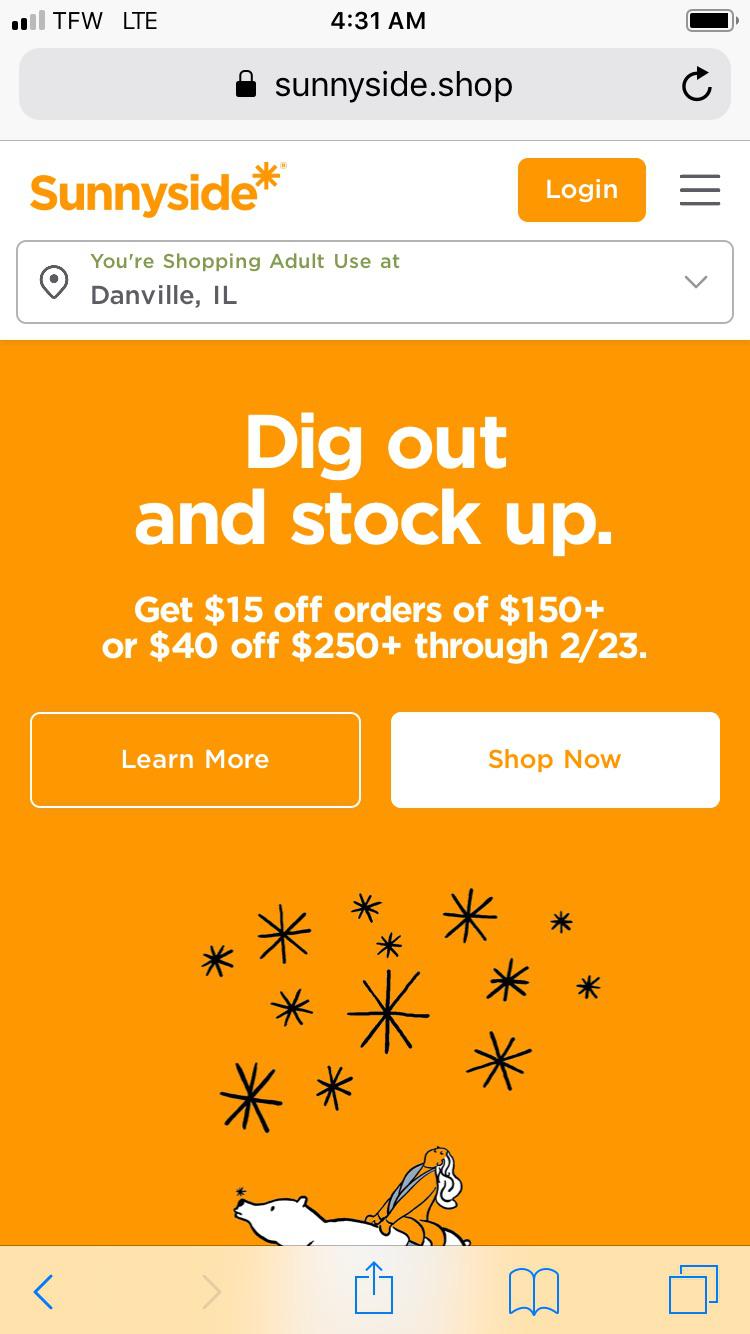 Sunnyside is having a sale through February 23rd, pretty much the same