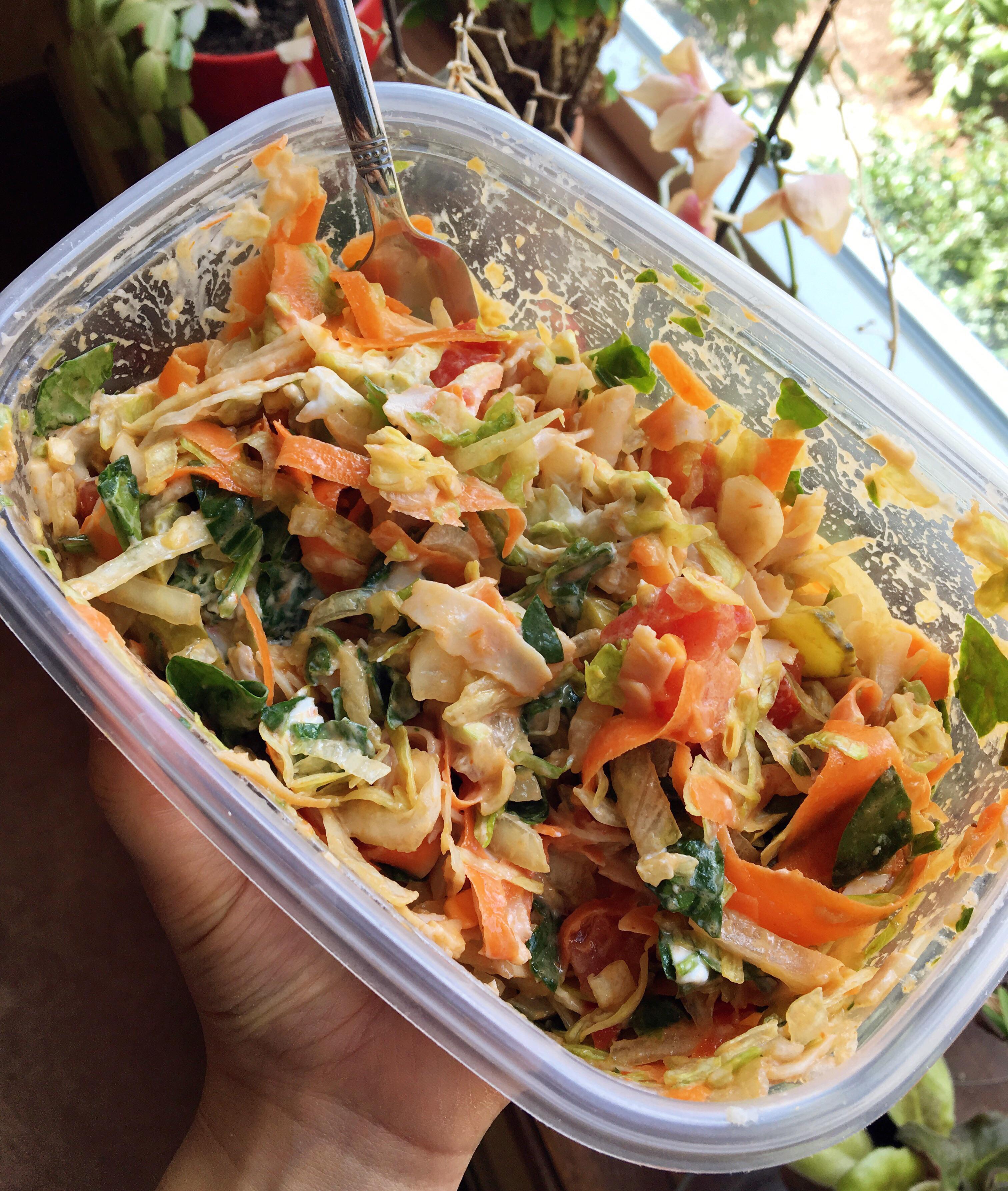 Salsa and Greek yogurt makes a great low calorie salad dressing (168