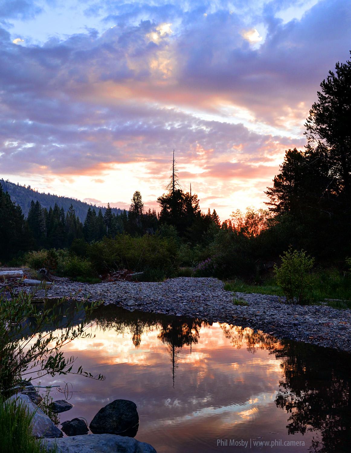Sunrise on the river in Blackwood Canyon, west of Lake Tahoe, last week