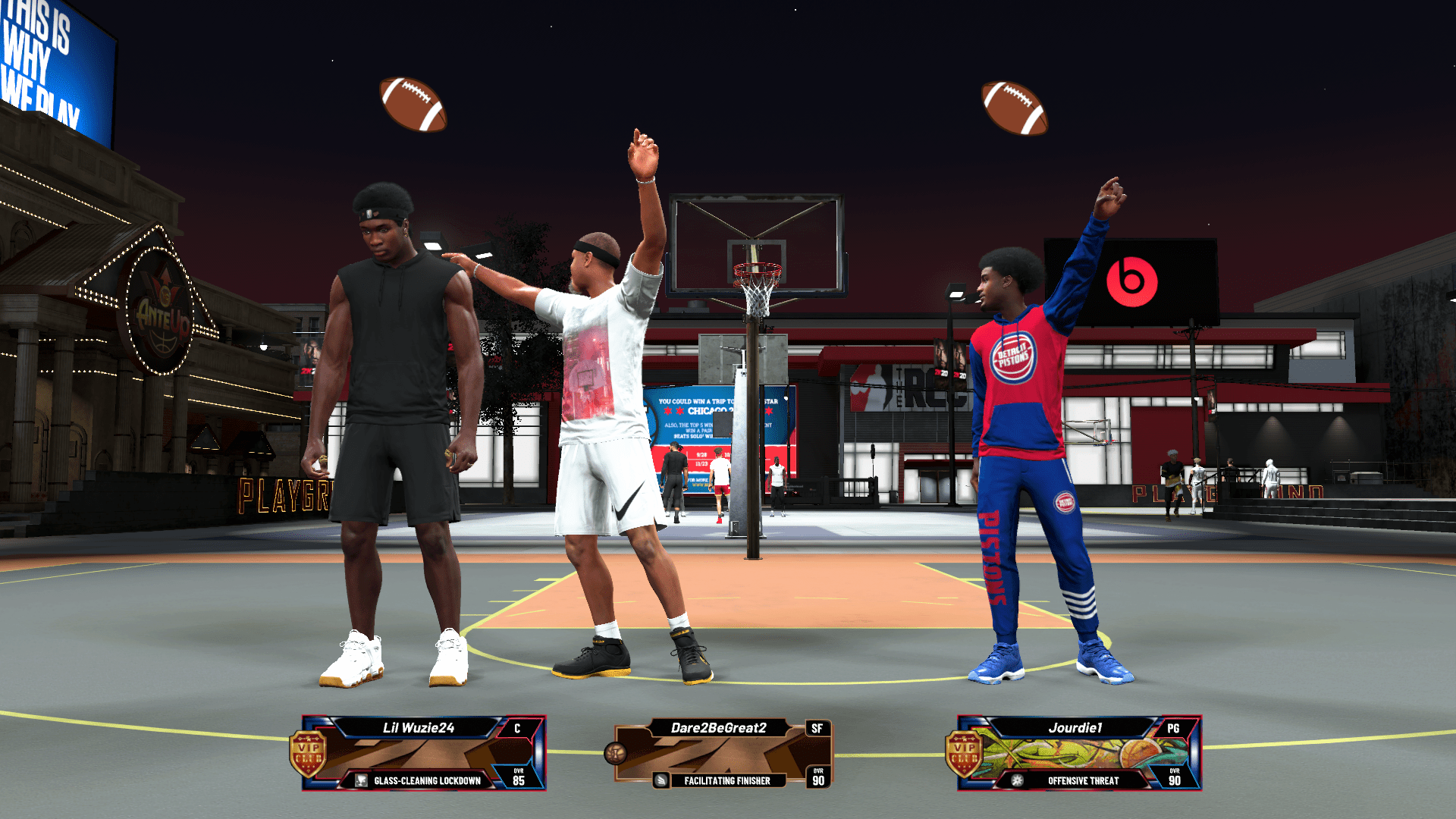 NFL players get footballs above their heads in park NBA2k