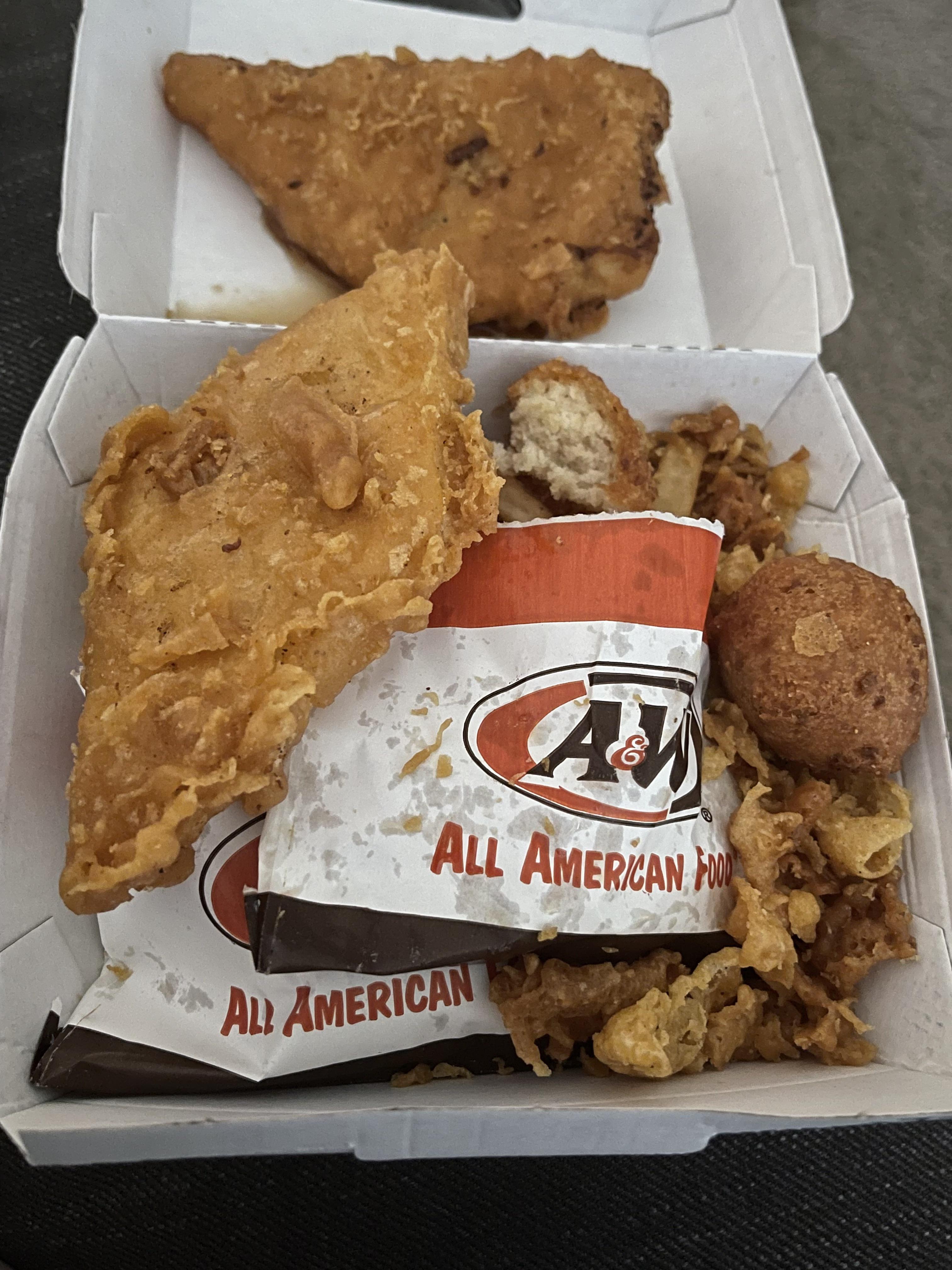 Food from Long John Silvers came in A&W packaging…nearest one to me is
