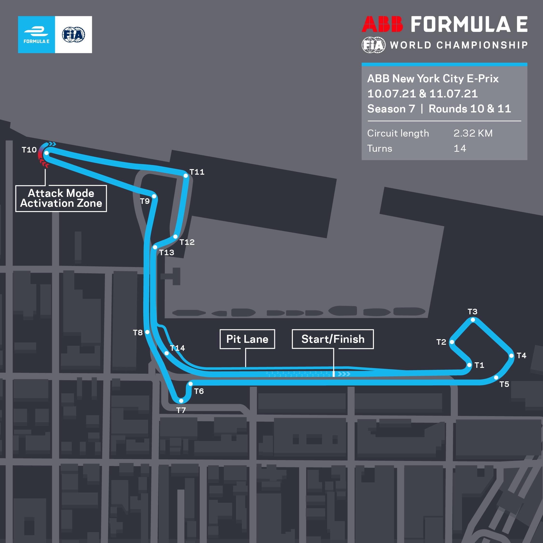 Circuit map of NYC EPrix FormulaE