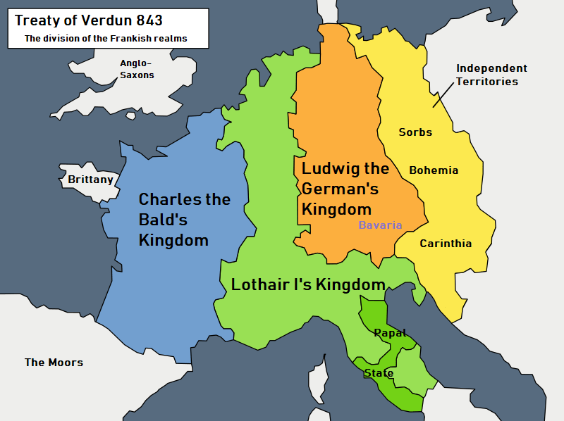 Treaty of Verdun (843) r/MapPorn