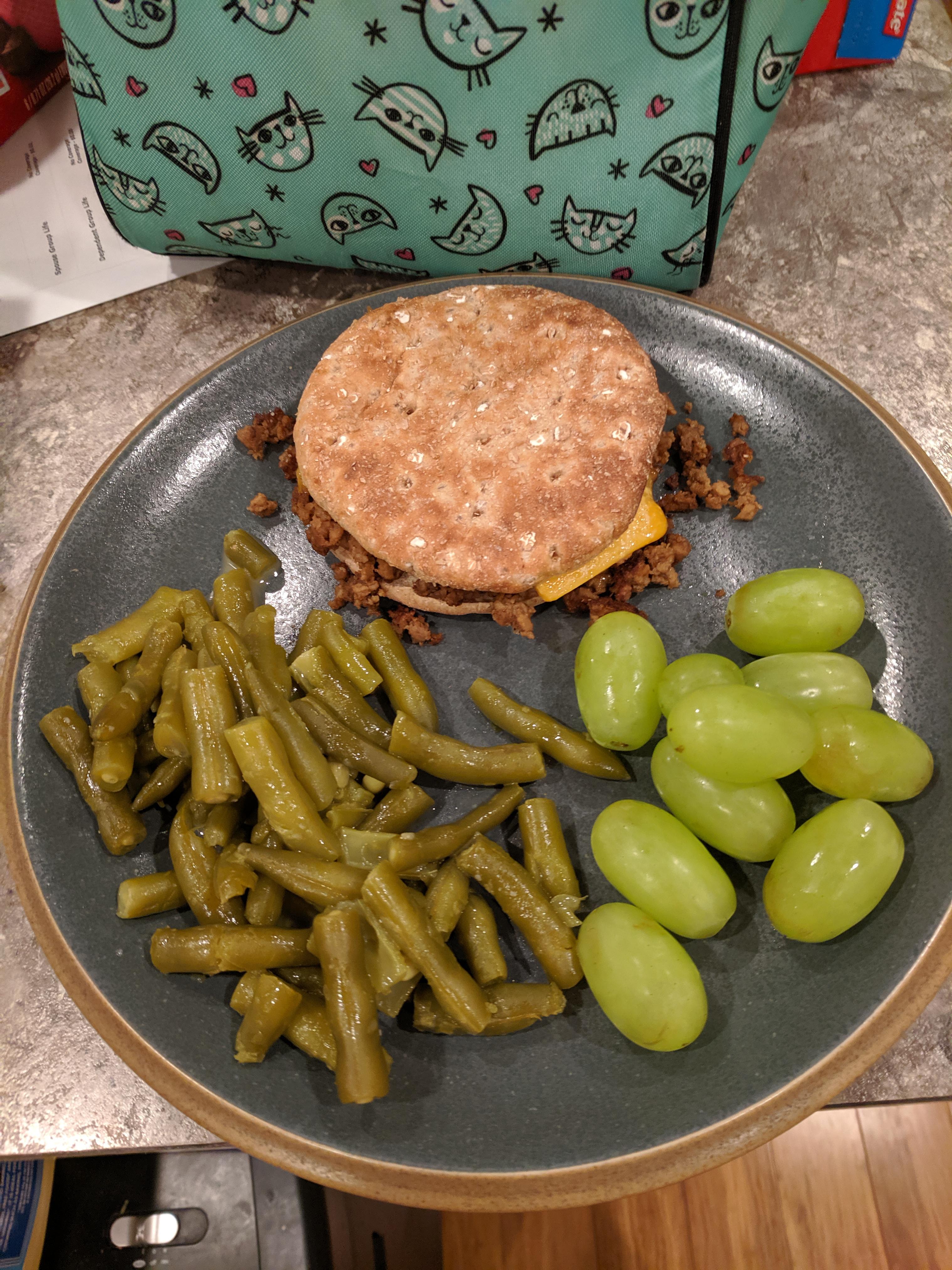 Had a burger made of trader Joe's beefless ground with cheese on a