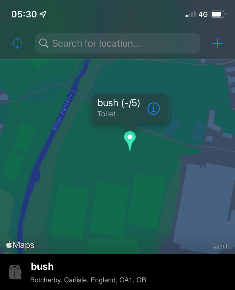 When you use the Flush app to try to find your nearest toilet... r