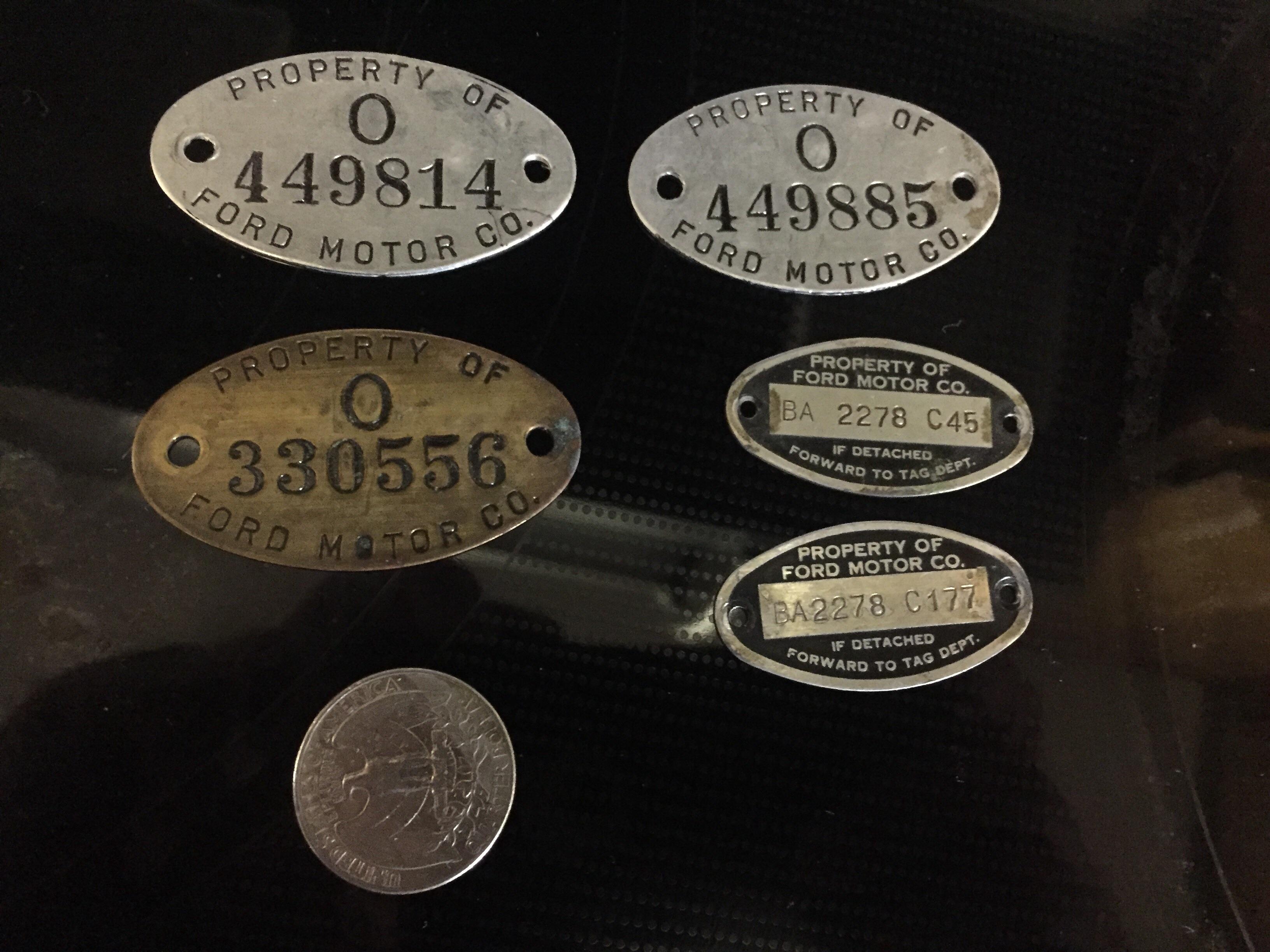 Ford Motor Co. Tags.... I came across theses along with other