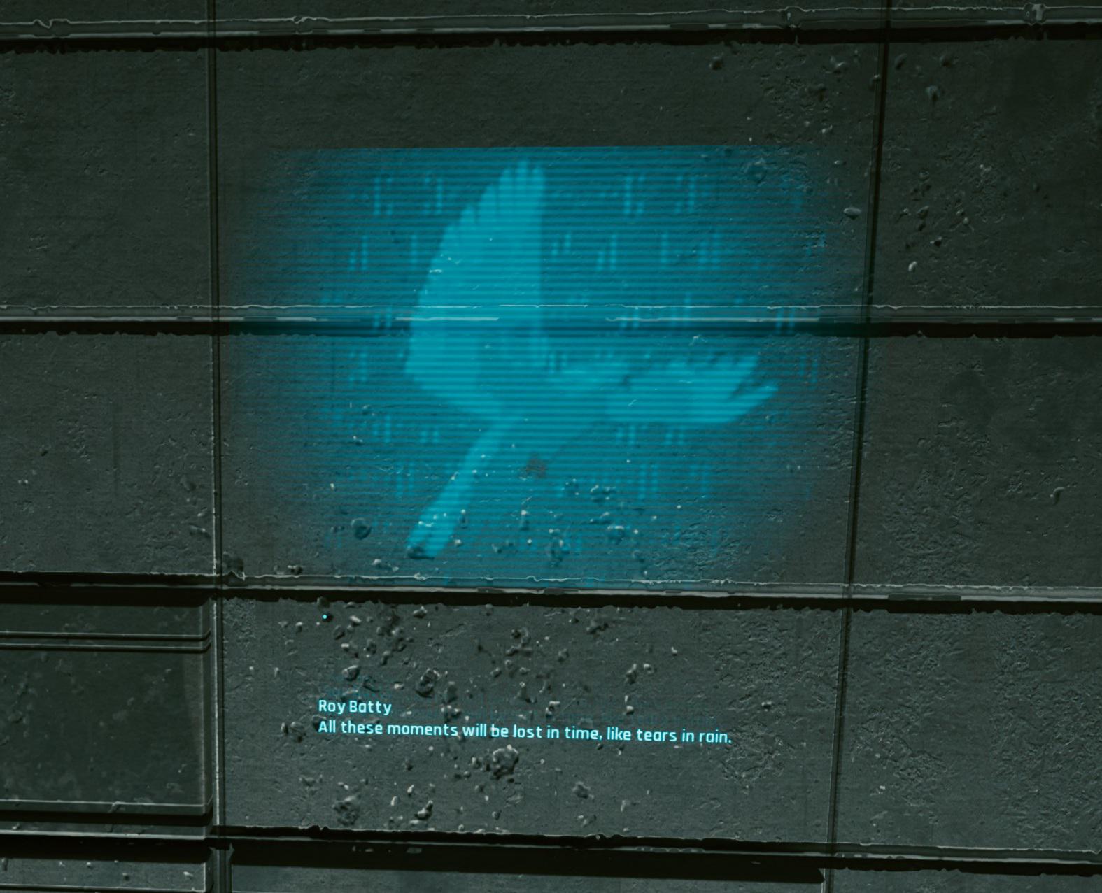 Blade runner Easter egg(one of many presumably) in Cyberpunk2077 r