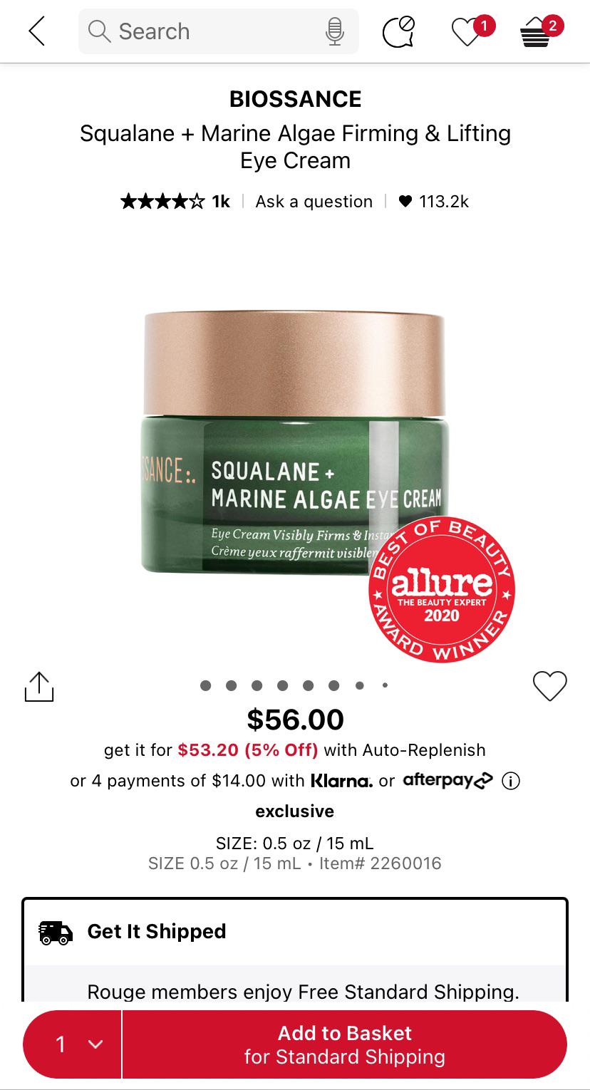 Biossance eye cream? r/Sephora