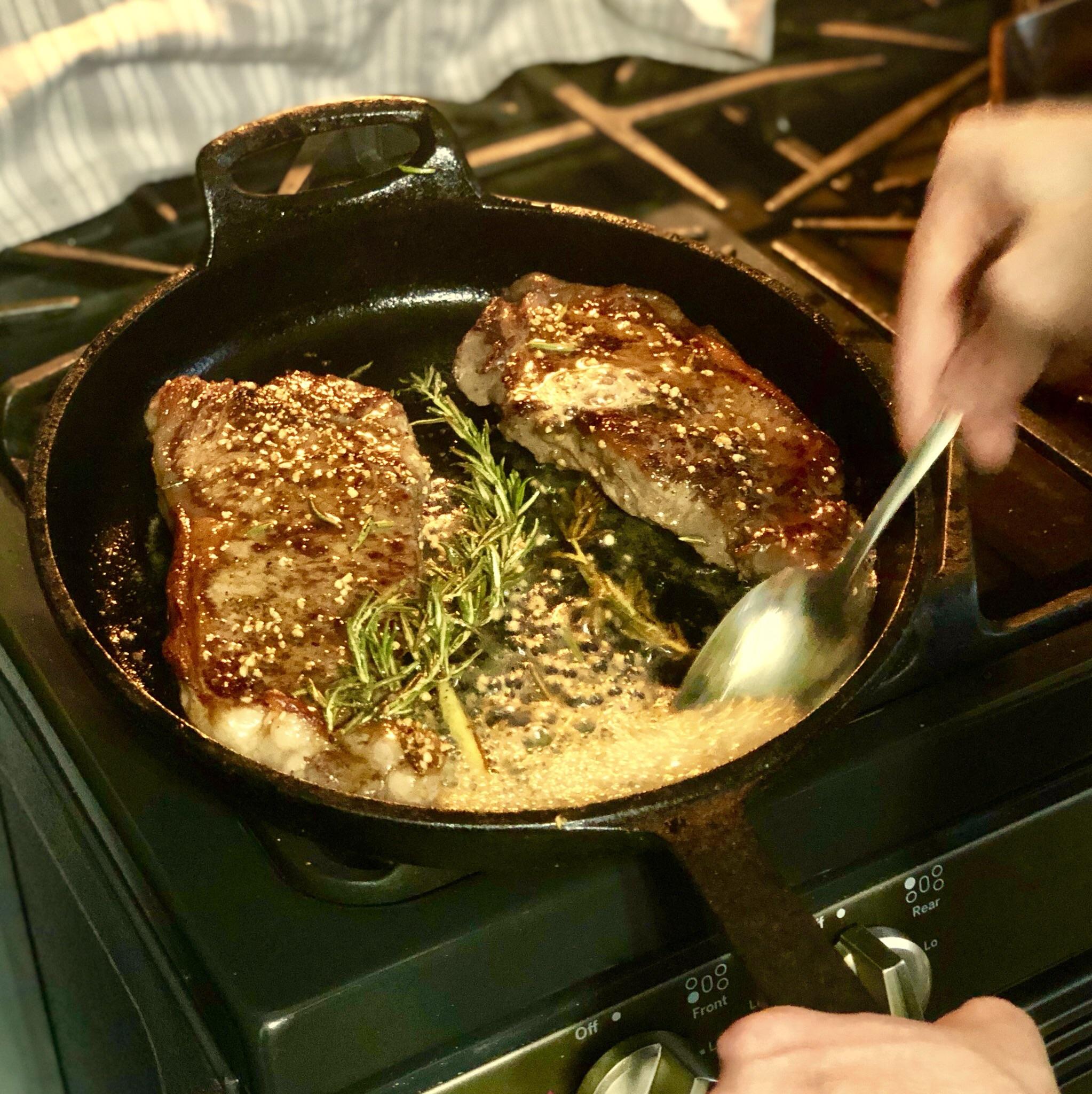 Butter basted in cast iron is the best finish for sous vide steaks r