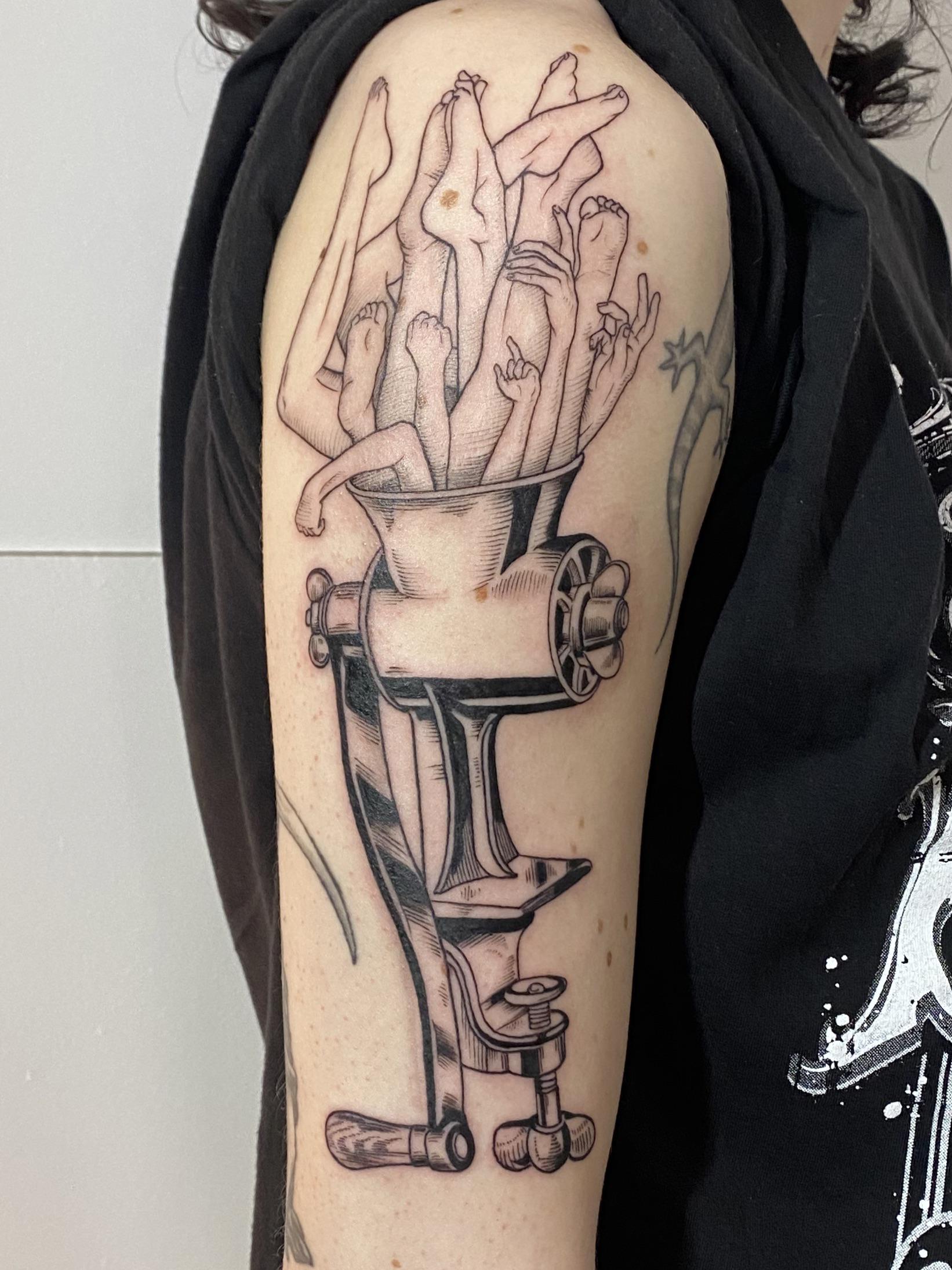 Meat Grinder. By Zanereti at Too Soon Phx. r/tattoo
