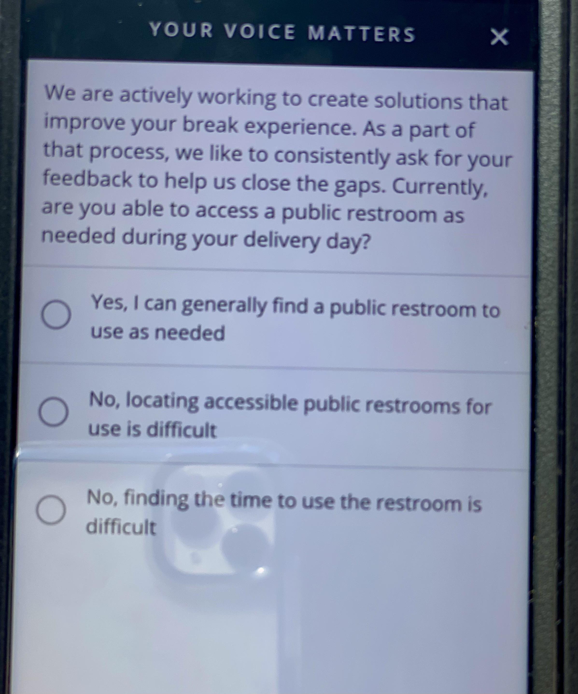 Bias Survey Regarding Access to Bathrooms of course we have access
