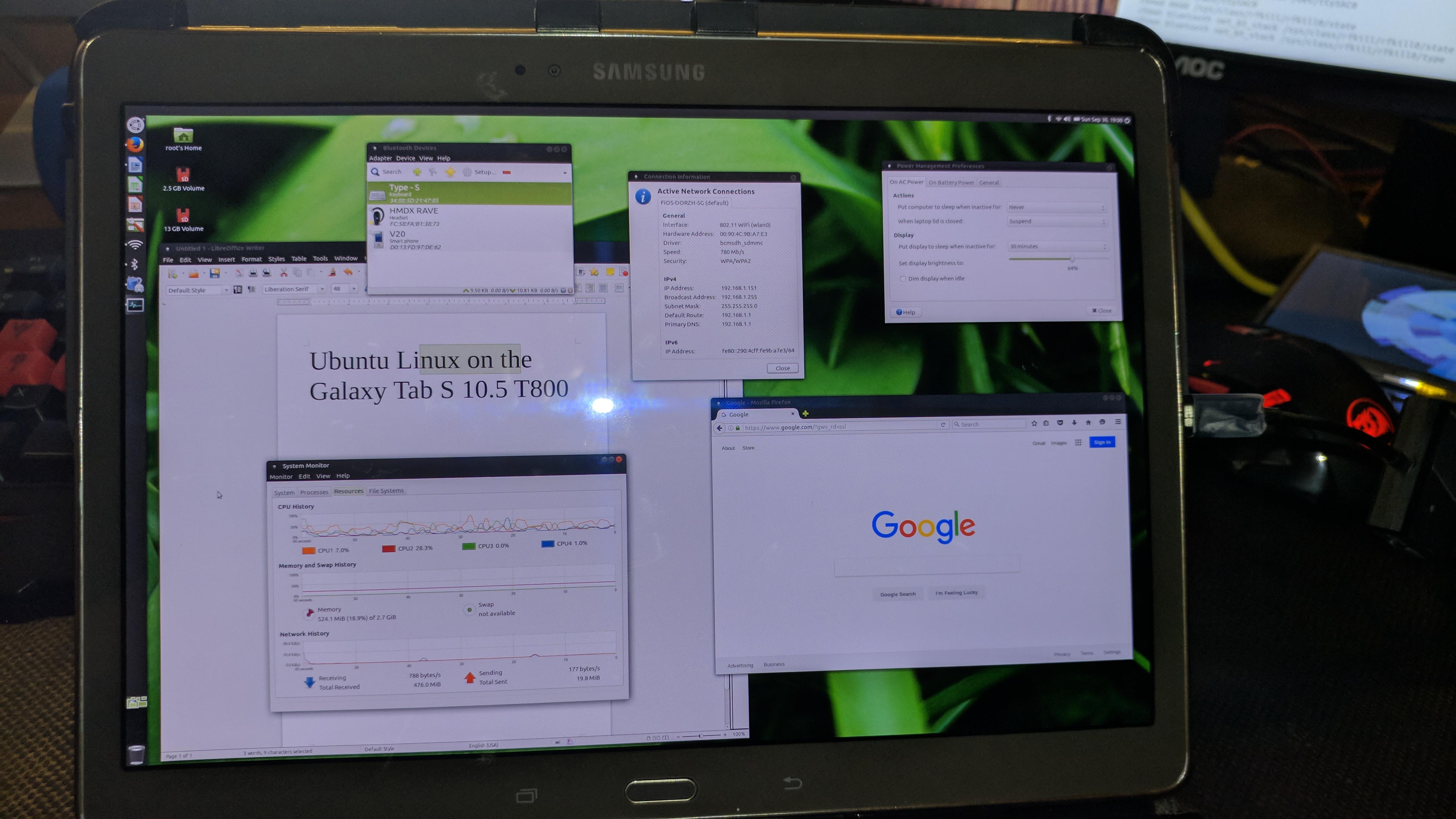 Experimental Ubuntu MATE desktop running on Galaxy Tab S. And the