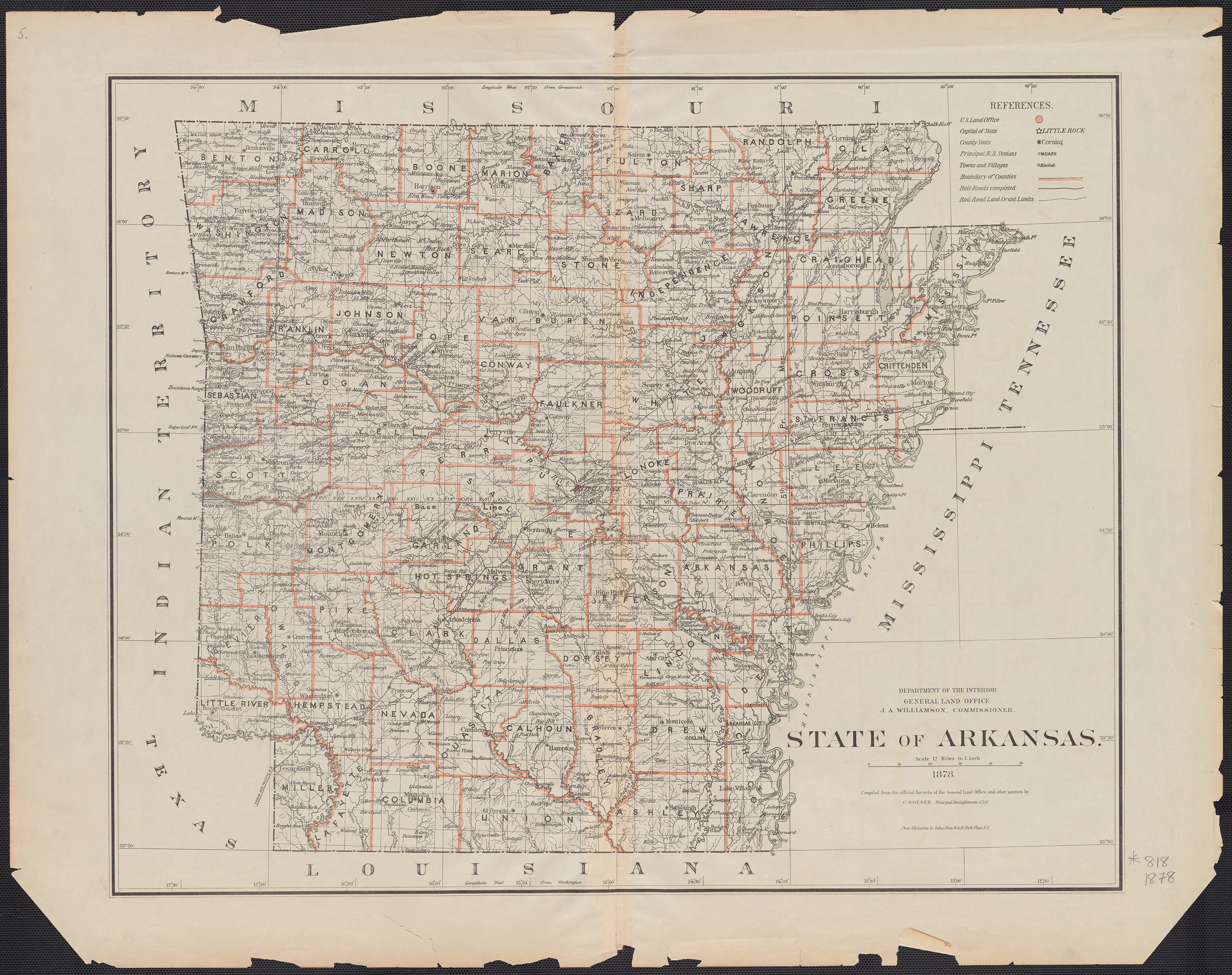 Colt Arkansas Map Sfc 747 Map of Arkansas, 1878 Arkansas