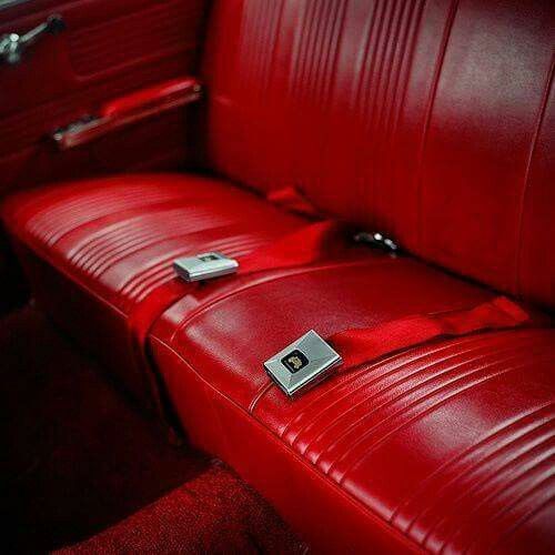 Red vinyl car seats with only waist seat belts r/nostalgia