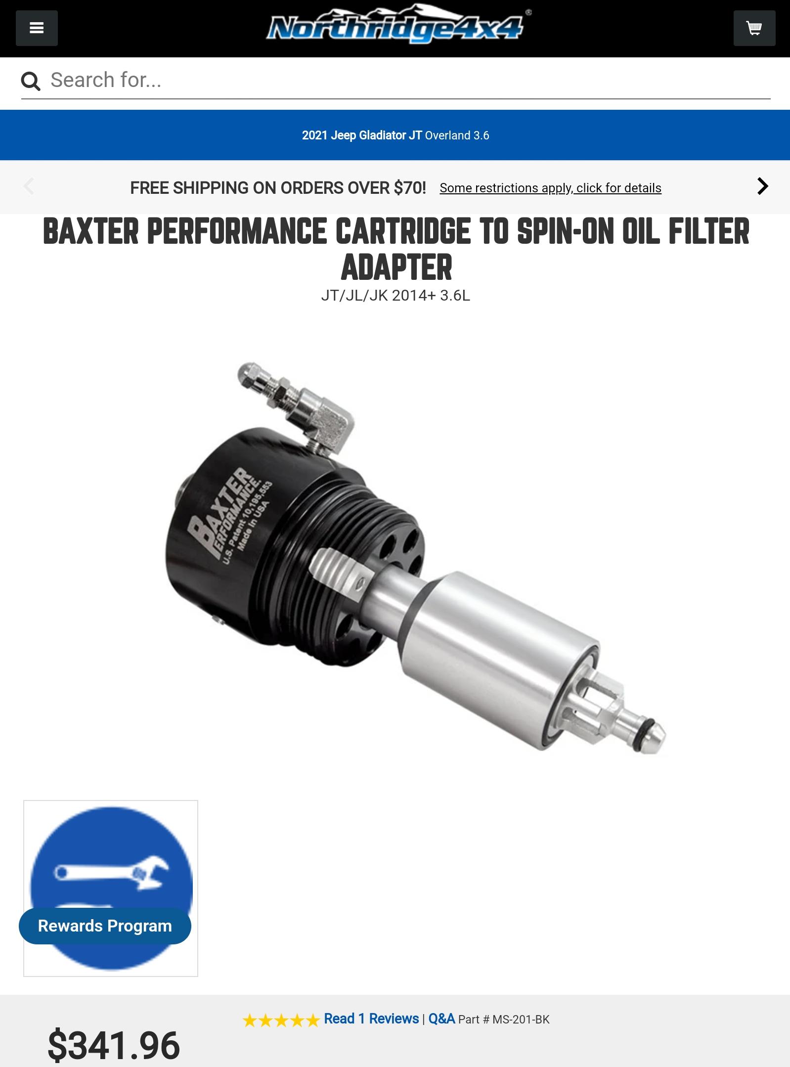 Baxter Performance Oil Filter Adapter r/JeepGladiator
