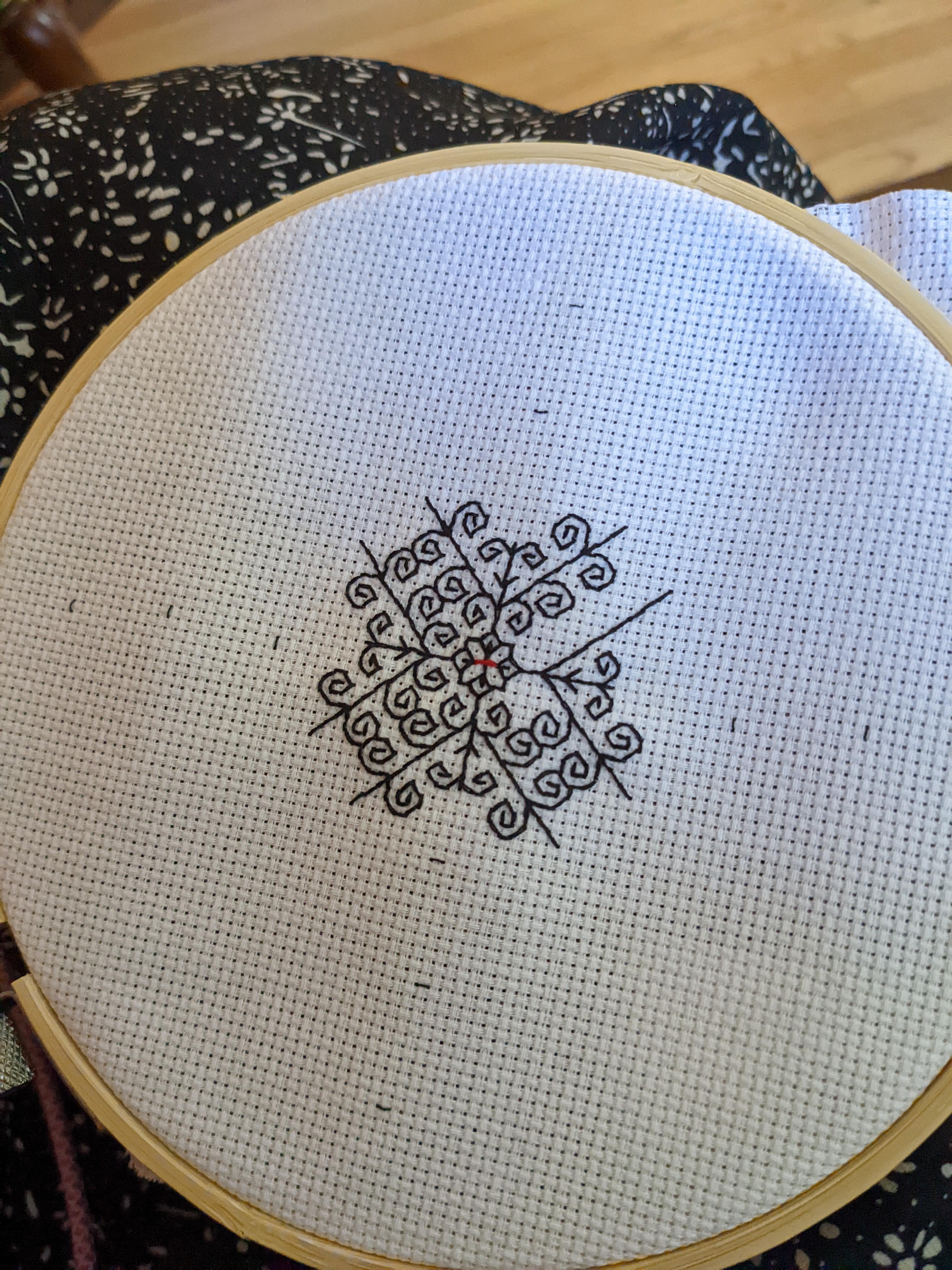 WIP blackwork embroidery r/sewing