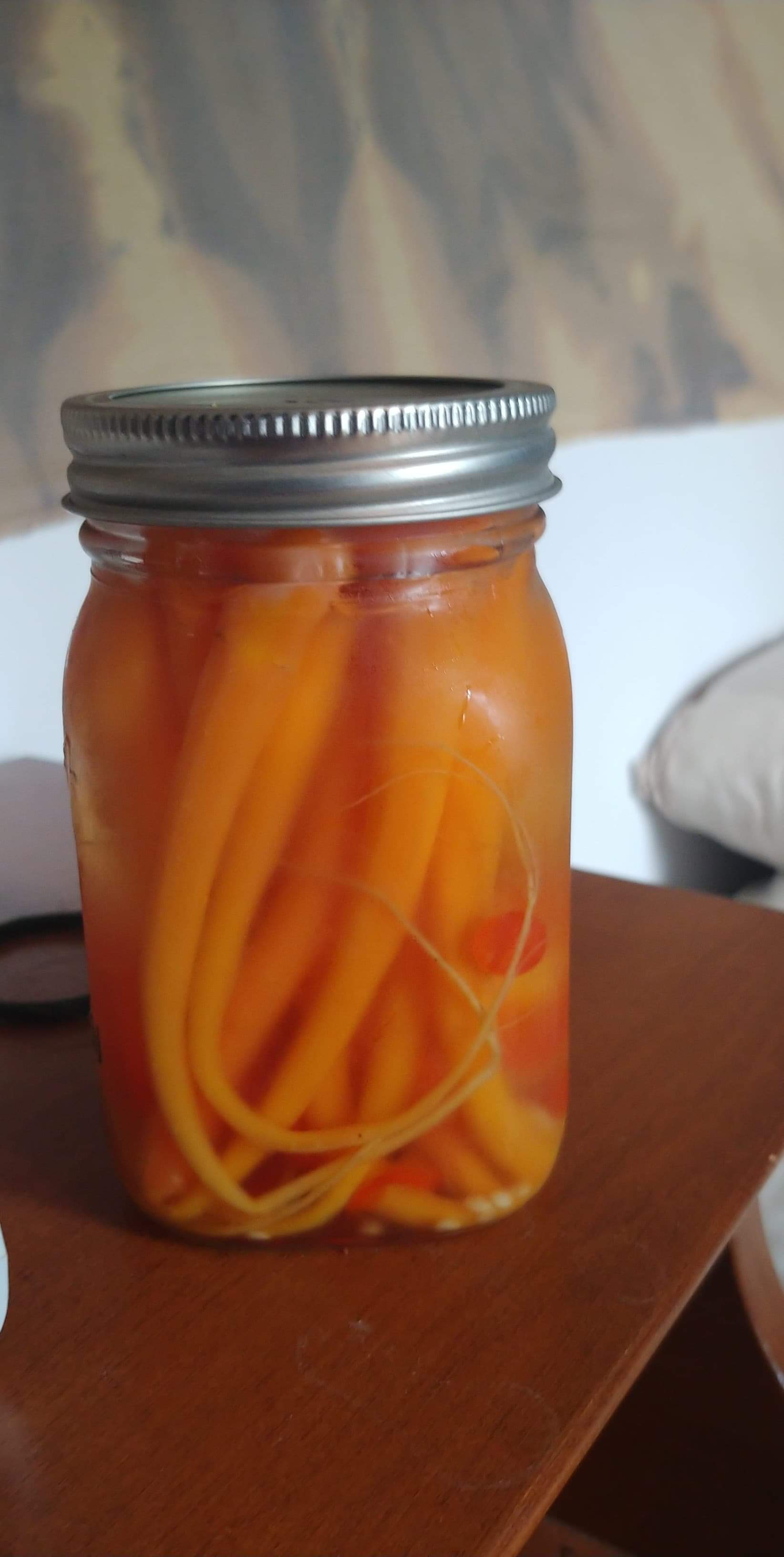 Pickled (long) homegrown carrots with red jalapenos r/Canning