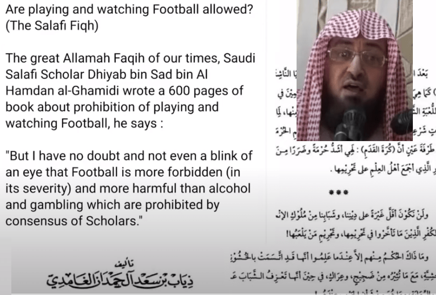 Salafist writes 600page book about how watching and playing football is more haram than alcohol