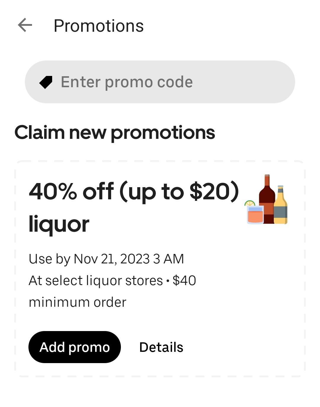 I am a recovering alcoholic. The only promos I seem to get from Uber