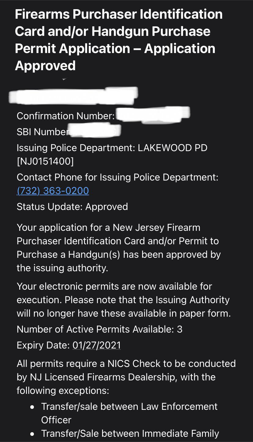 Got Handgun Permit in 2 Weeks !!! r/NJGuns