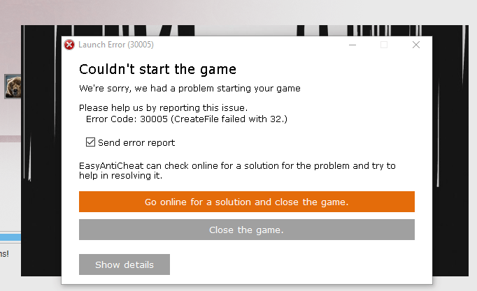 Fortnite Error 30005 Createfile Failed With 32 V Bucks And Skins