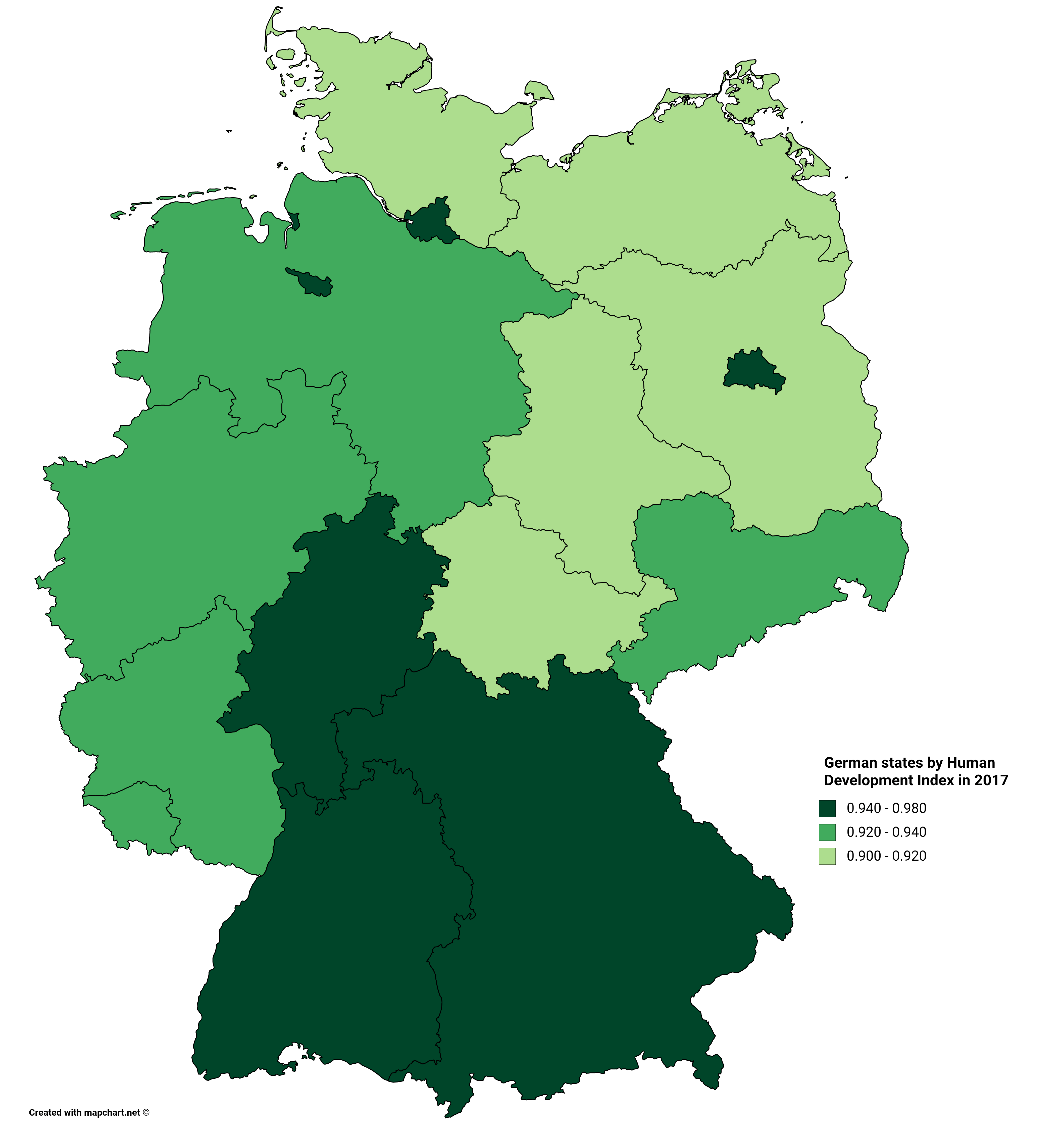 German states by Human Development Index in 2017. Berlin is as developed as Bavaria [OC] r/europe