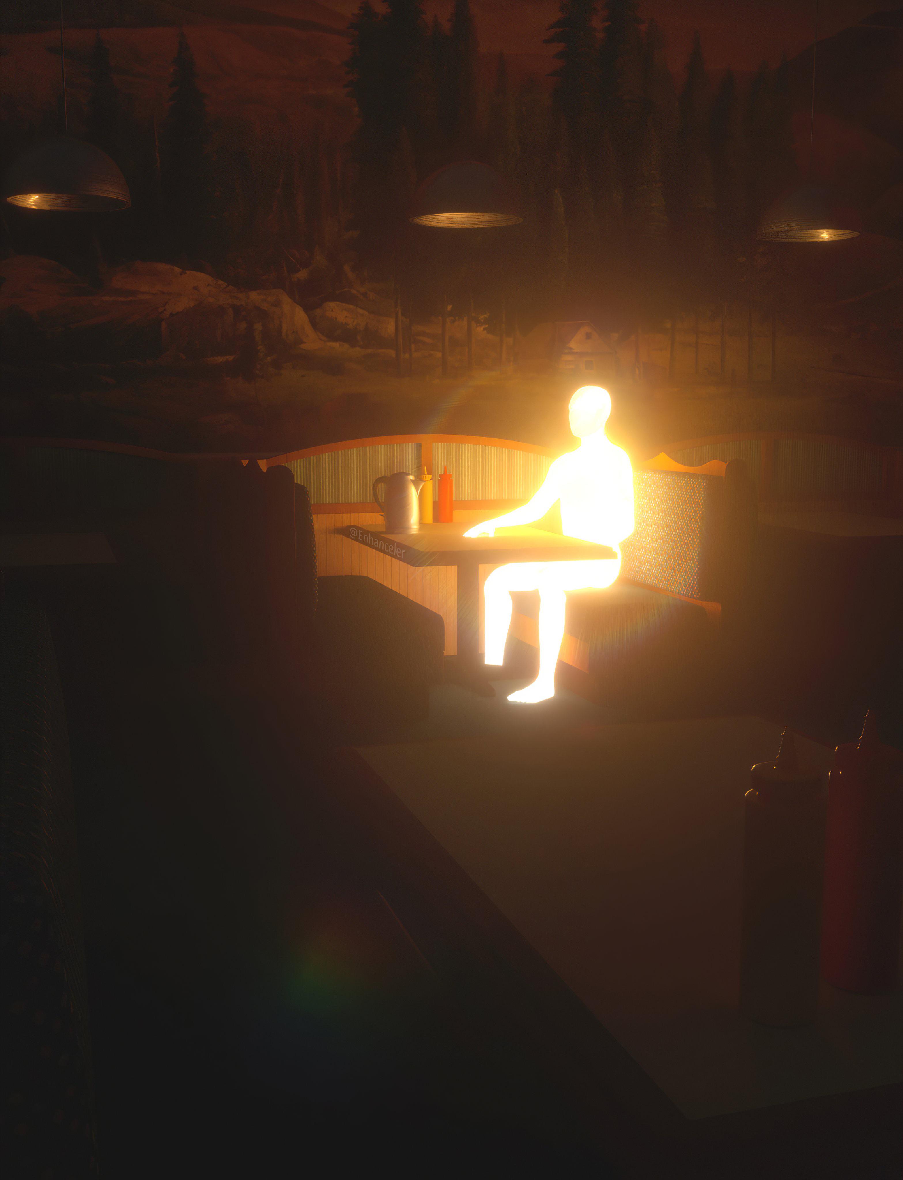 Glowing man sitting HD r/hdmemes