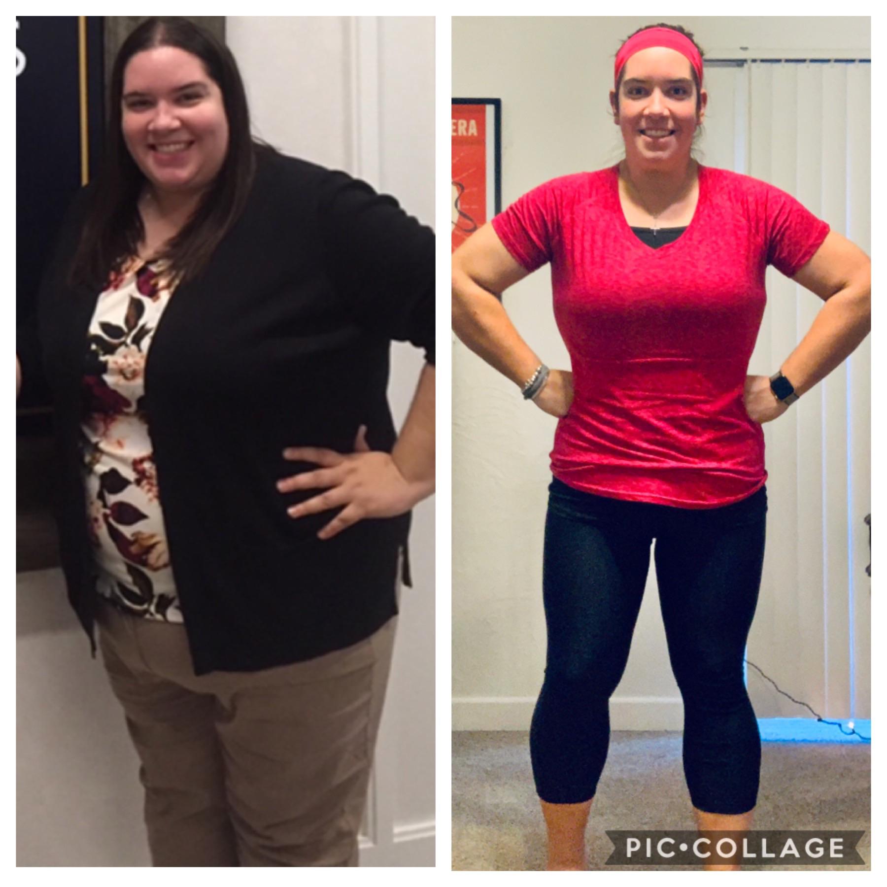 One Year of Hard Work before and after my 190 pound loss in 2019! r