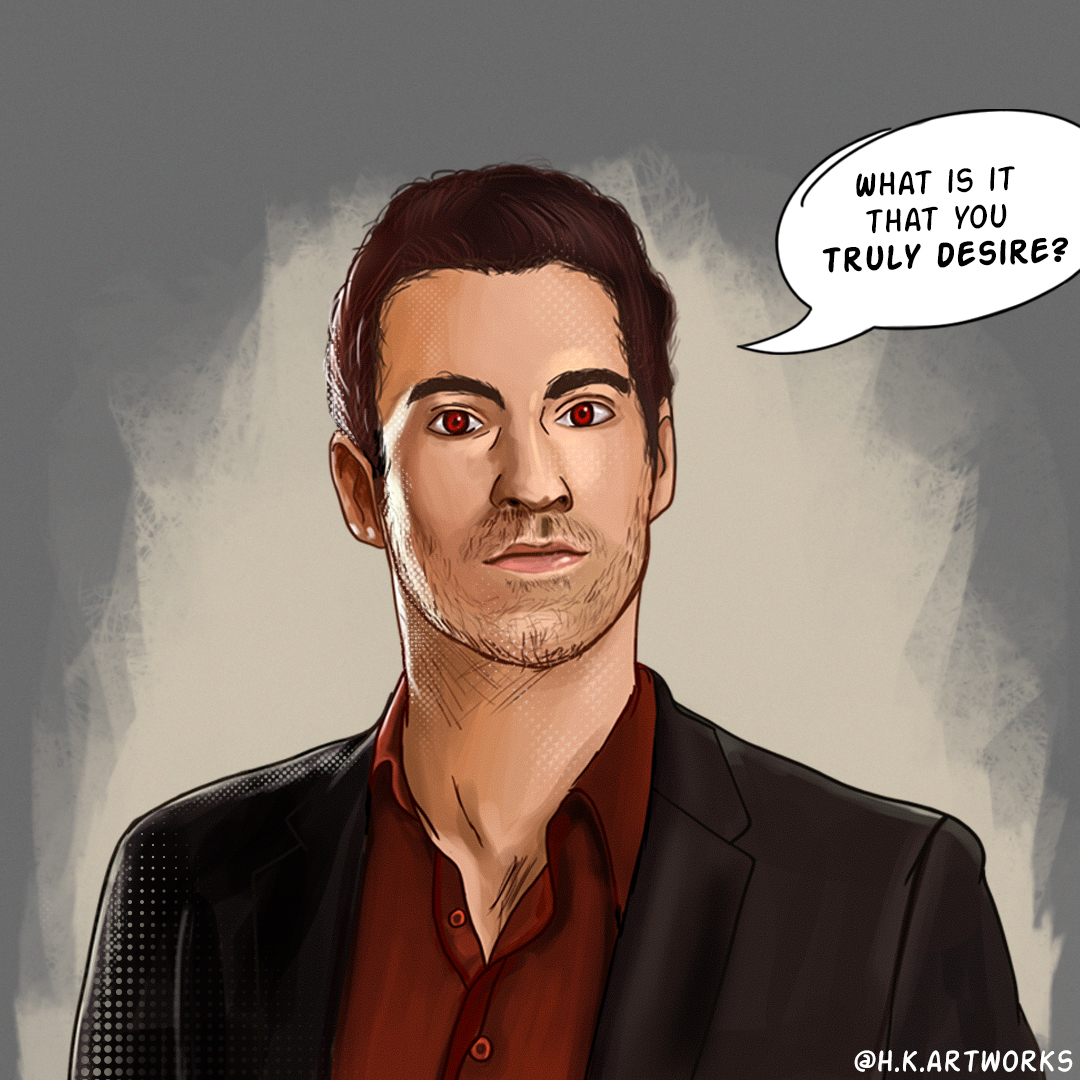 Look into Eyes. Lucifer Art by me. Now tell me your Desire! r/lucifer