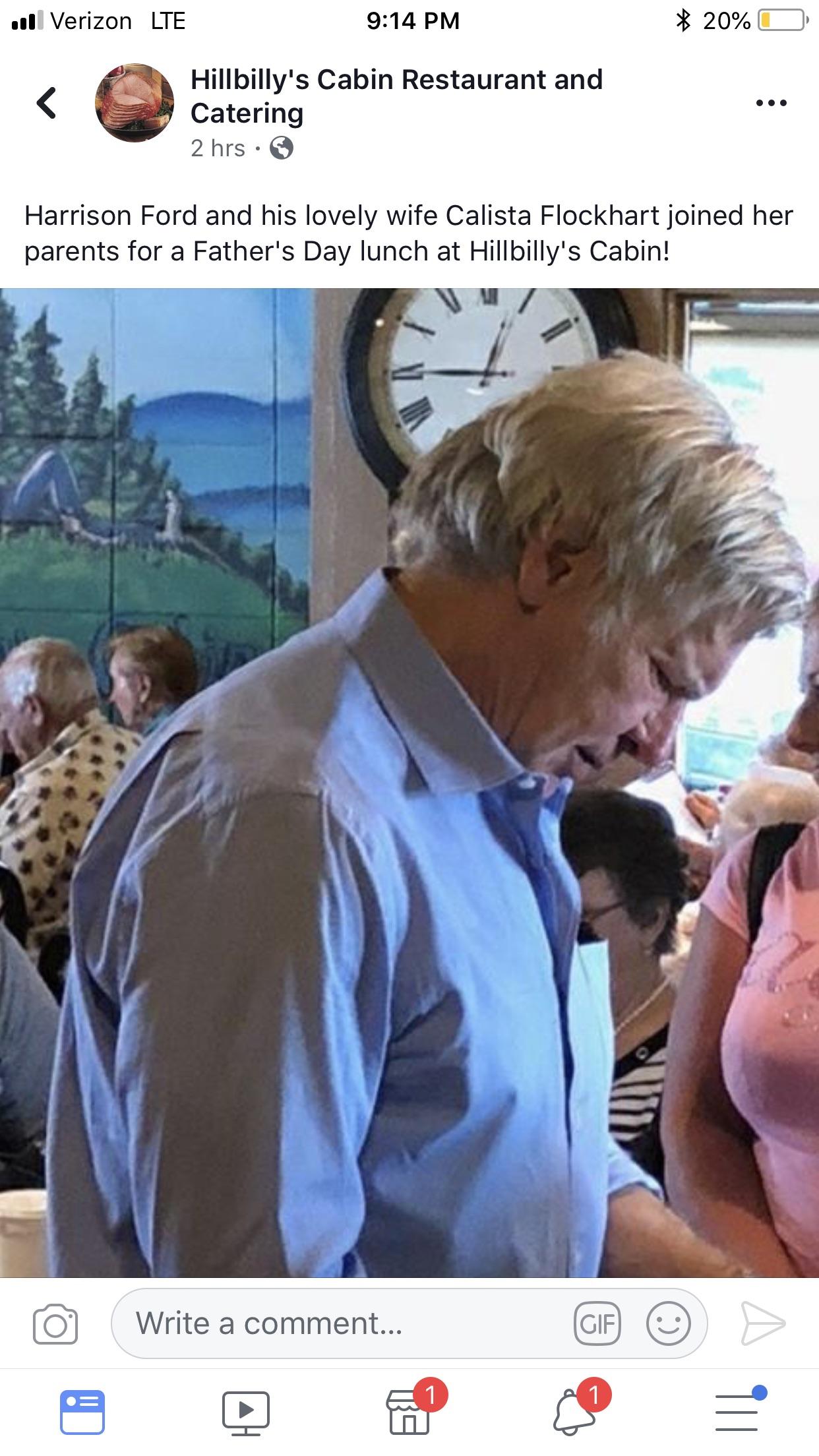 I live in Morristown, TN, and Harrison Ford will periodically show up from time to time. Today