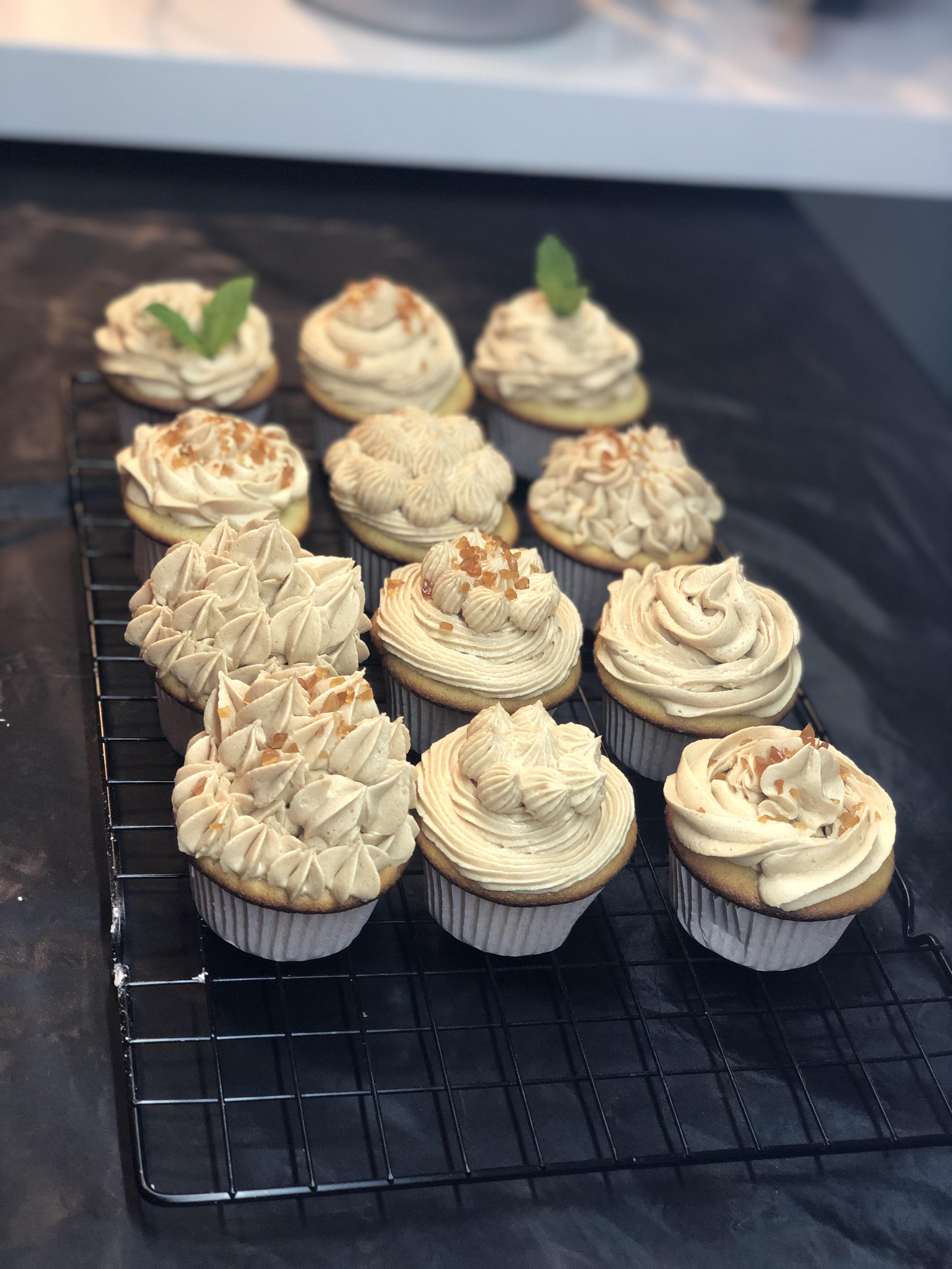 [homemade] vanilla cupcakes w/ coffee flavored buttercream r/food
