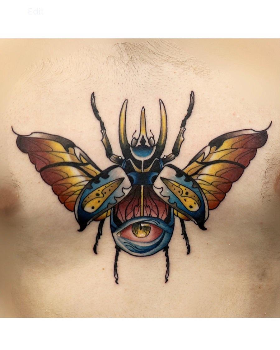 Third Eye Beetle done by Carmelo Gomez (Spiders Web Tattoo