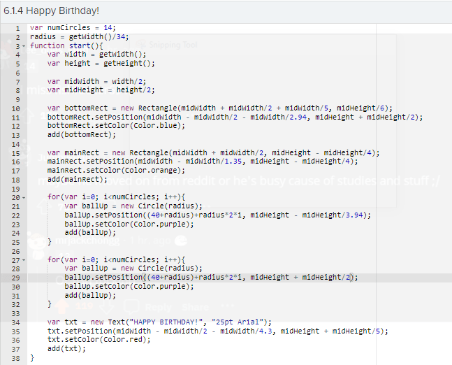 I need help with "6.1.4 Happy Birthday!". I have everything but candles