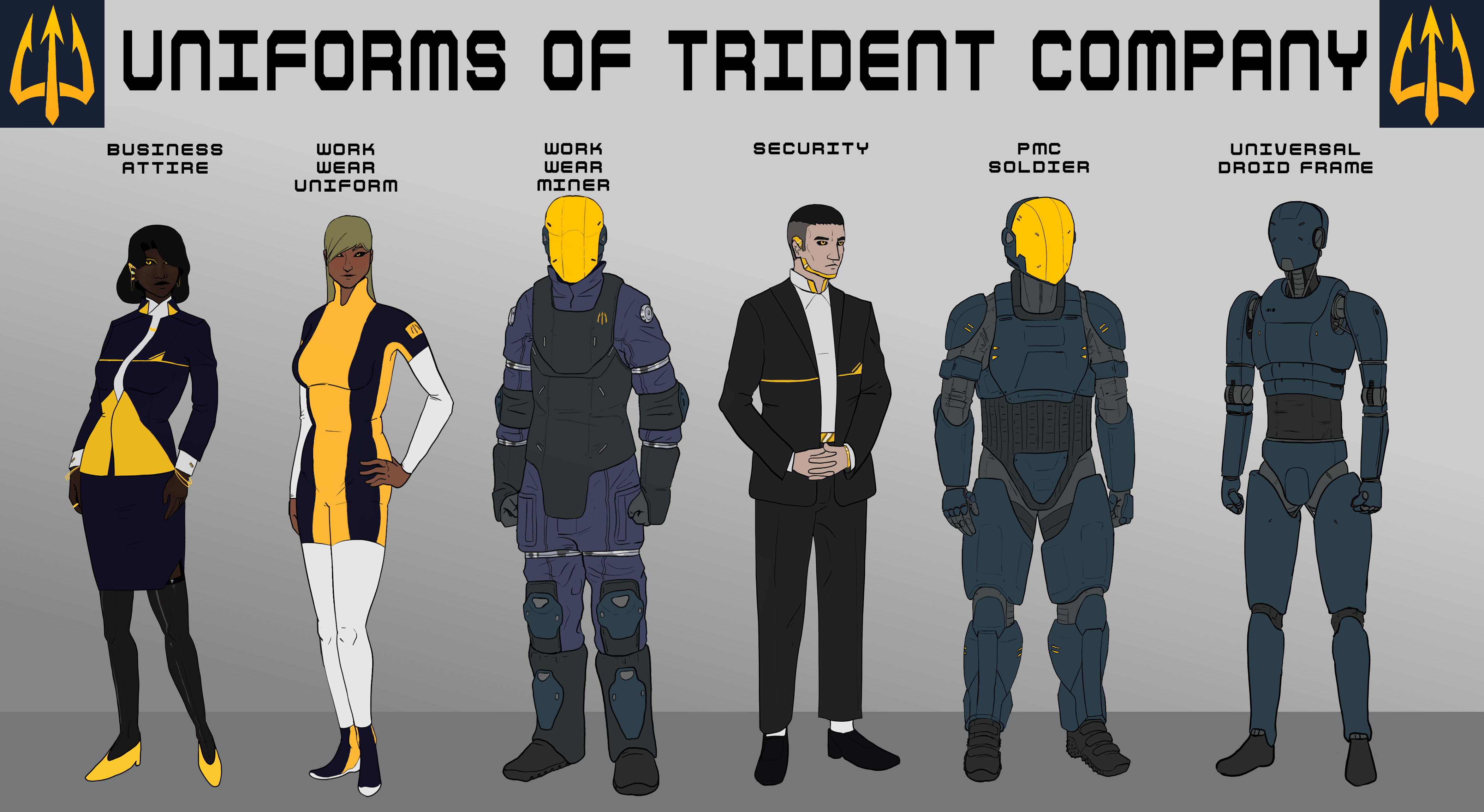 Uniform Lineup of Trident Company r/worldbuilding