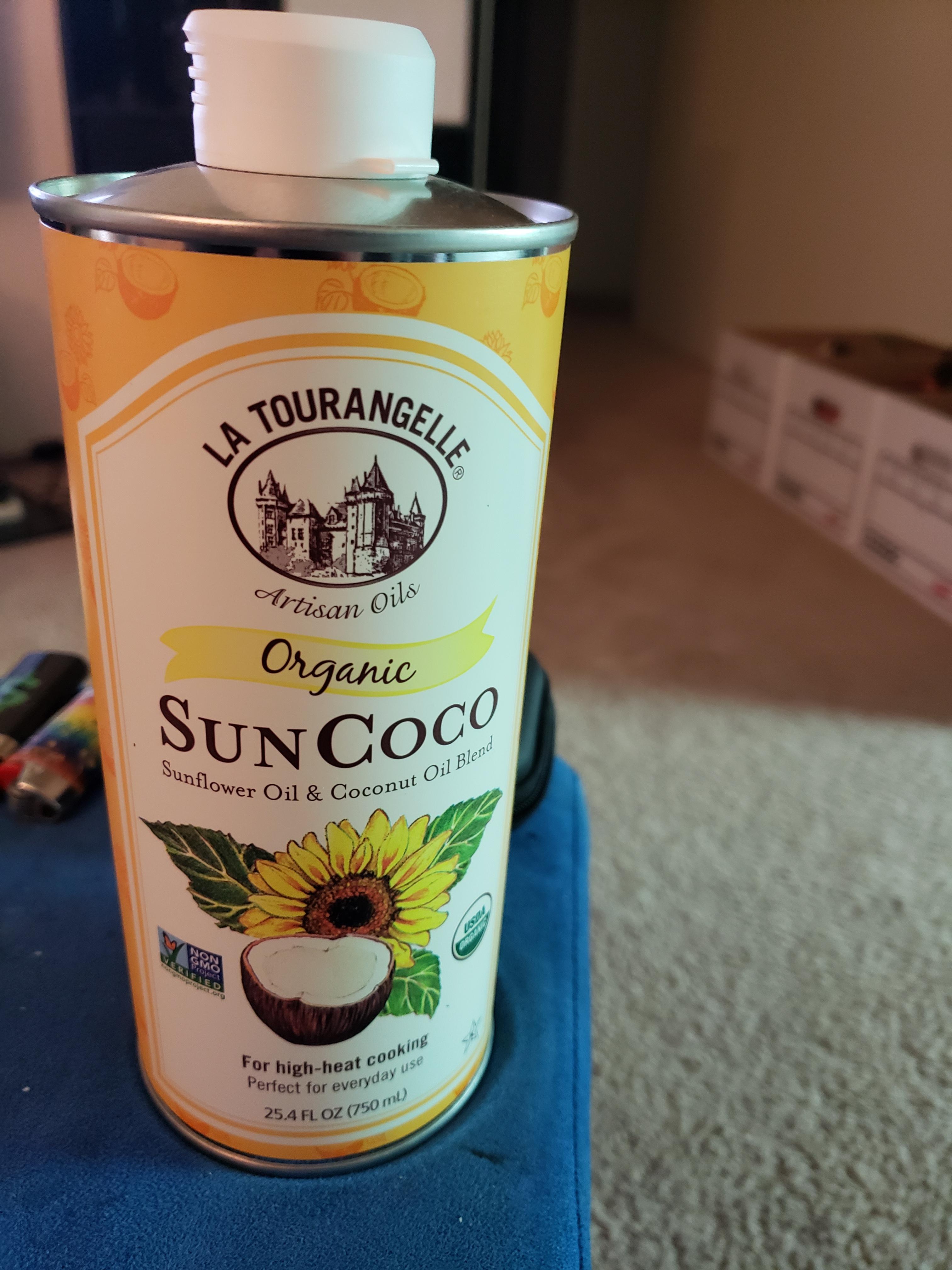 At WalMart. Sunflower and coconut combo. The sunflower oil has