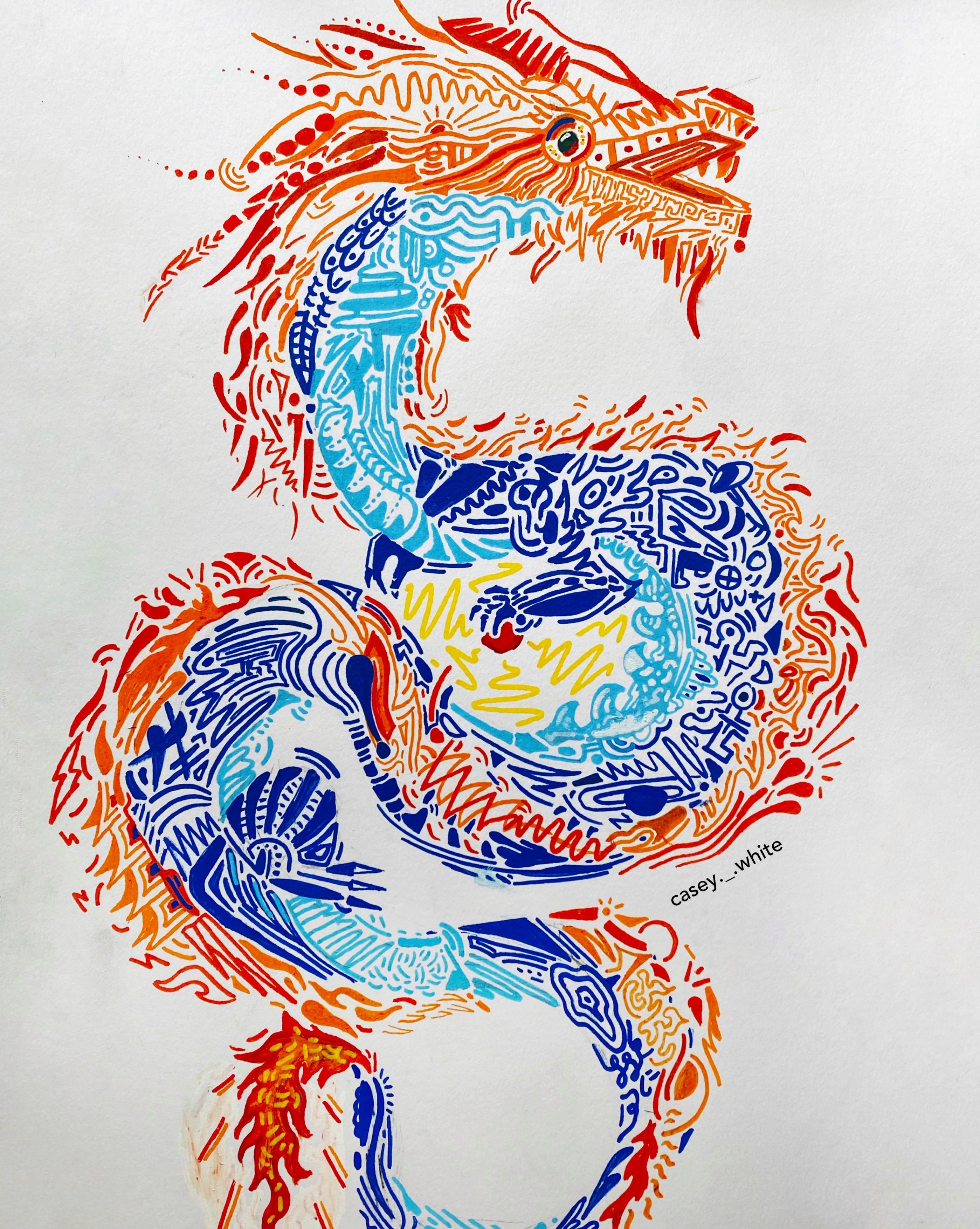 Sunshine Dragon, Me, Posca Pens, 2020 r/Art