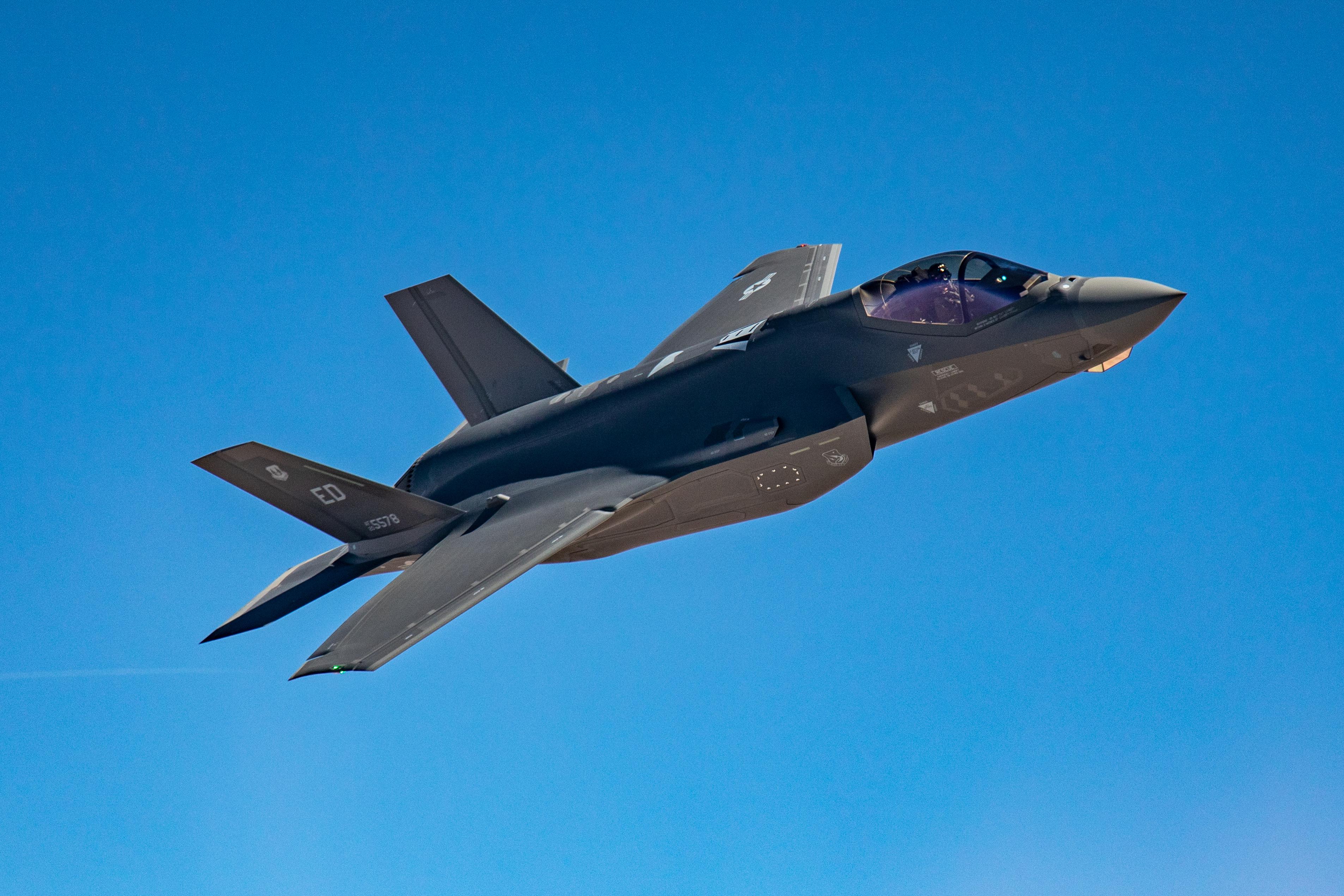 F35 Lightning II flies over Edwards Air Force Base, California, May 10