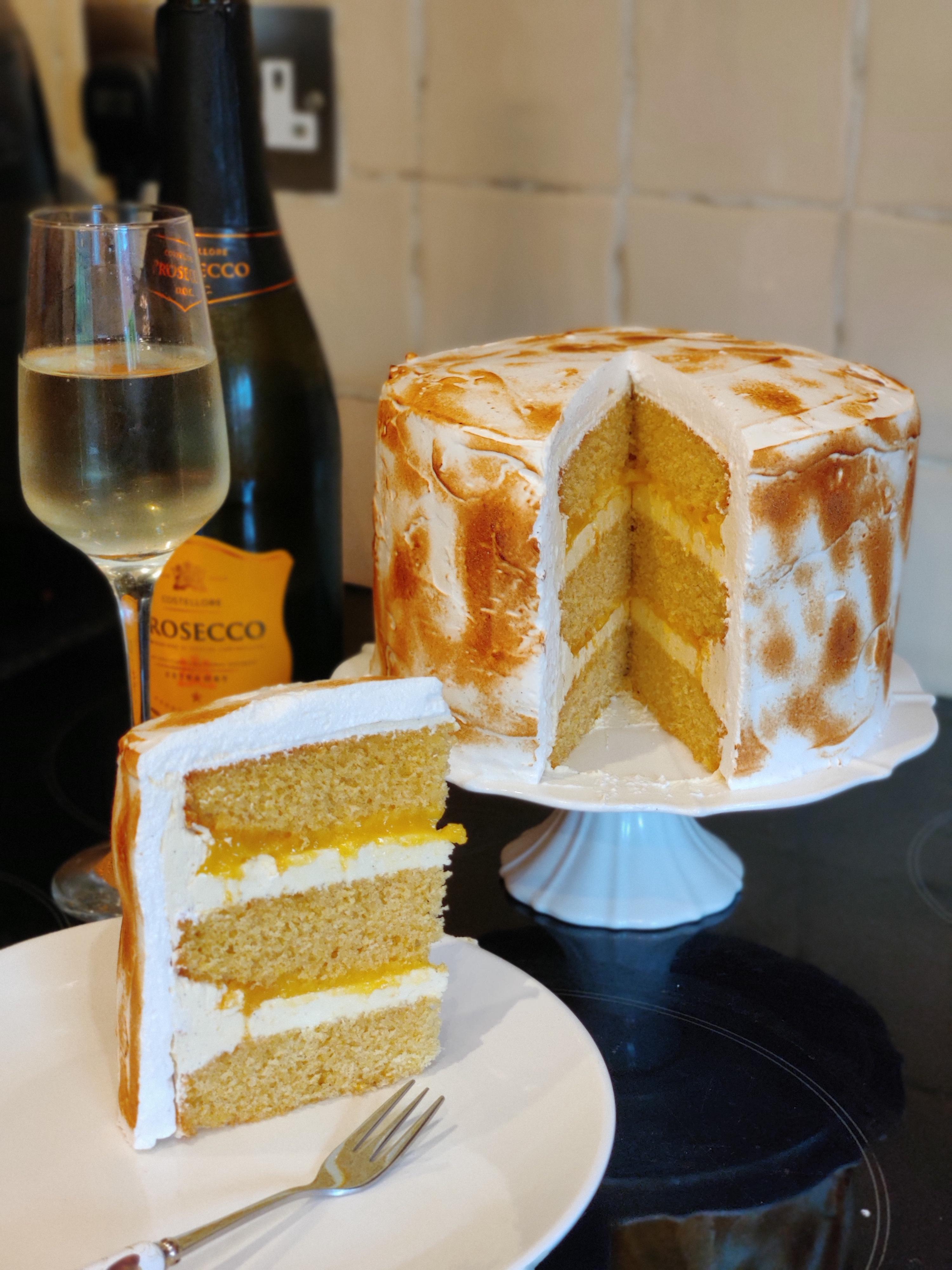 Lockdown Birthday Cake Lemon Sponge layered with Swiss Meringue