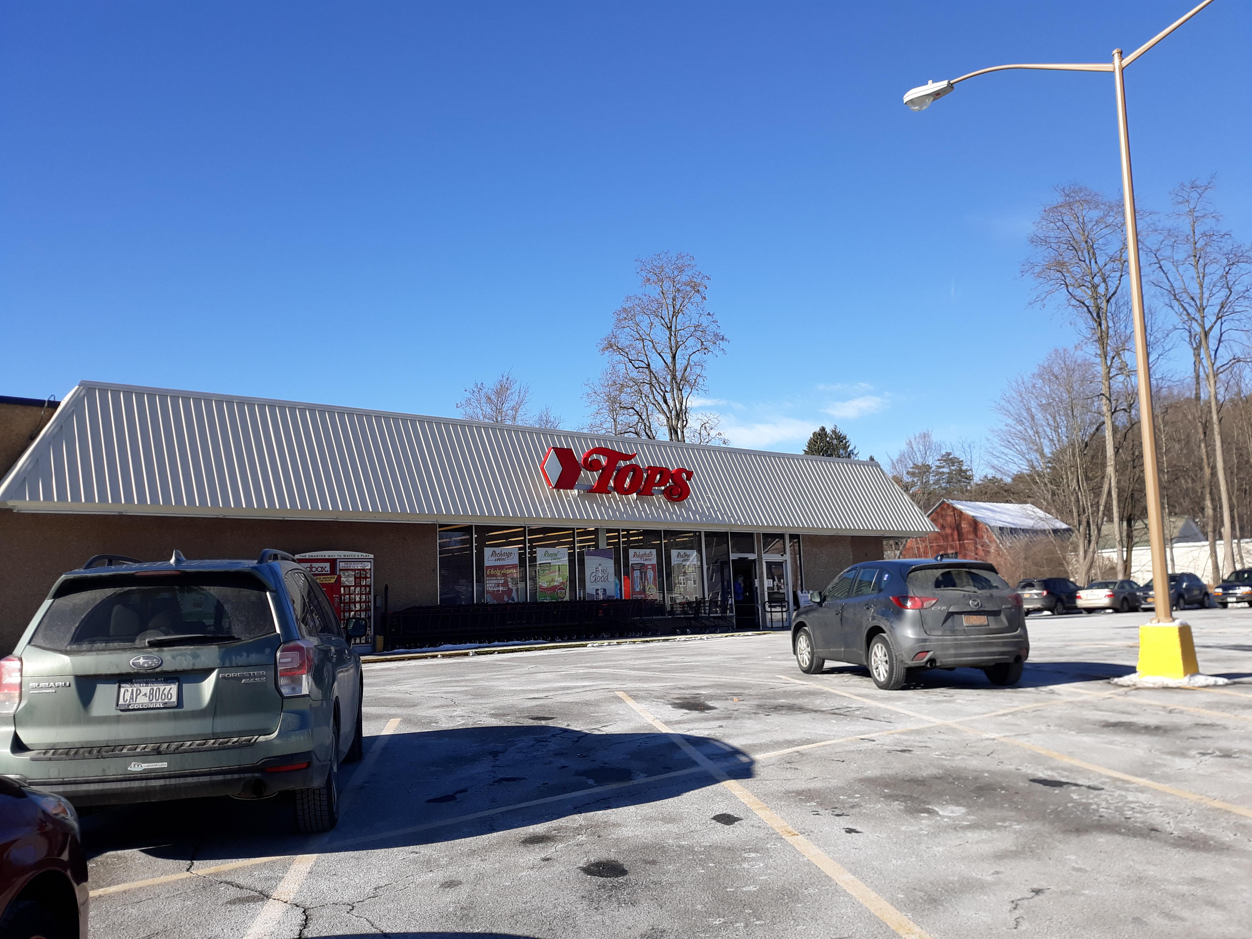 Tops Friendly Markets in Northville, NY, with a new metal roofline. r
