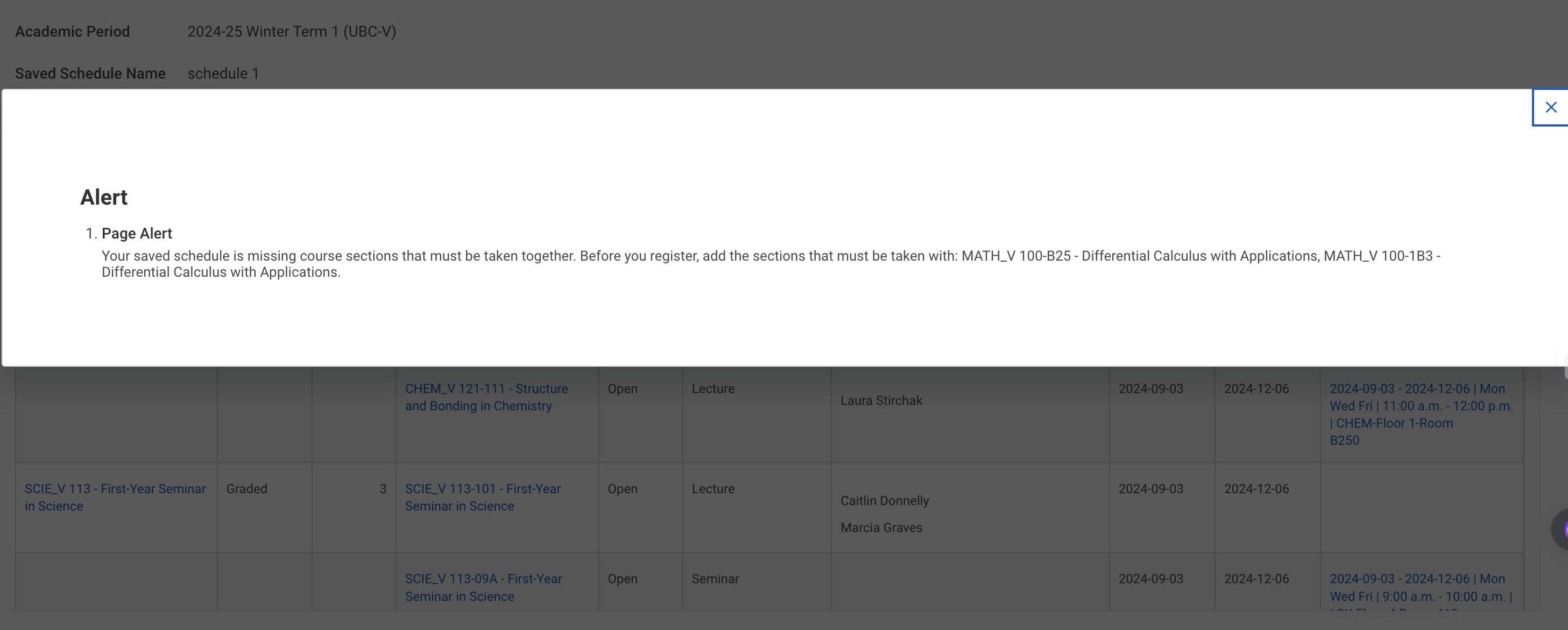 What does workday mean by sections that must be taken with math 100? I