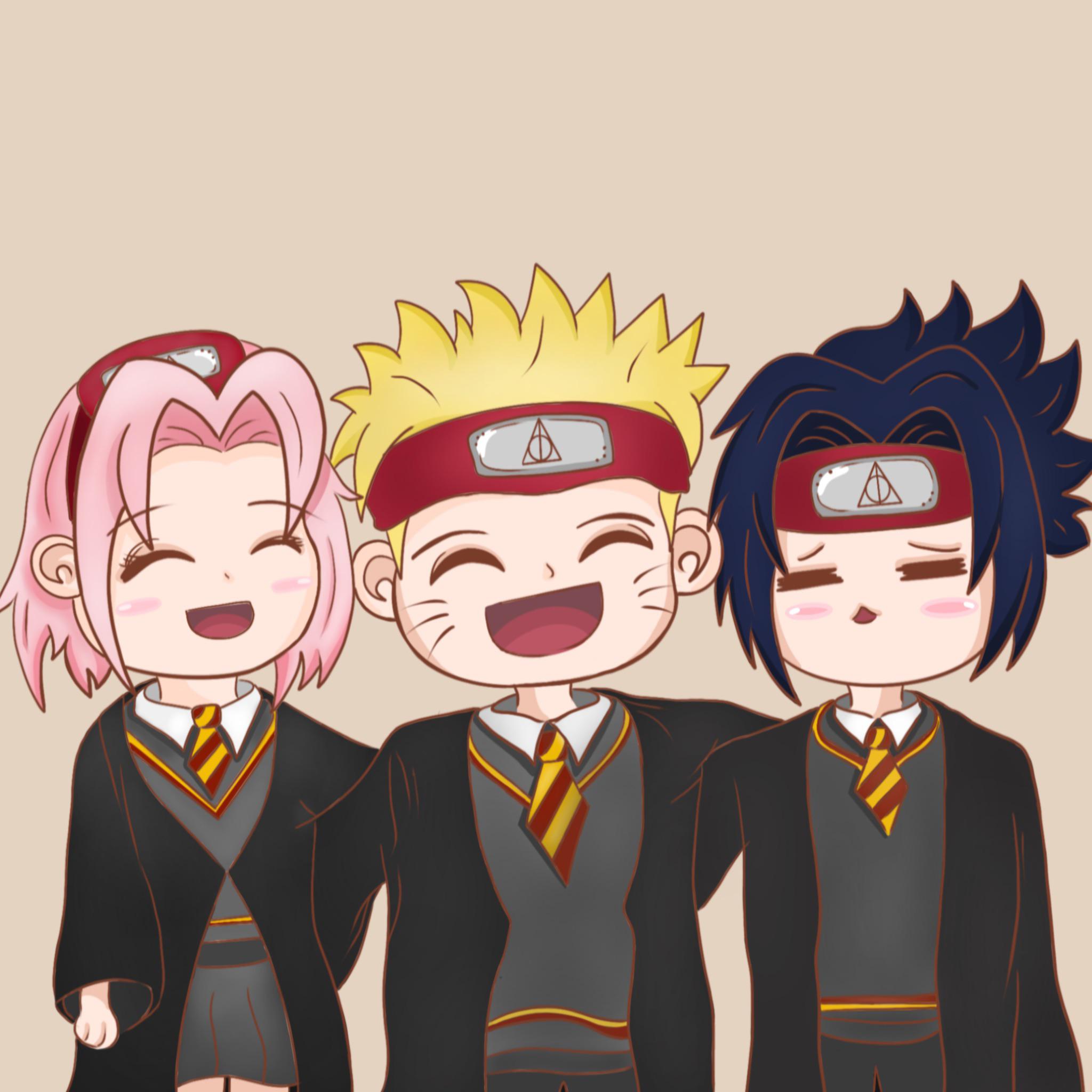 Naruto x Harry Potter Chibi Version 🤗 they give me Gryffindor vibes 😙