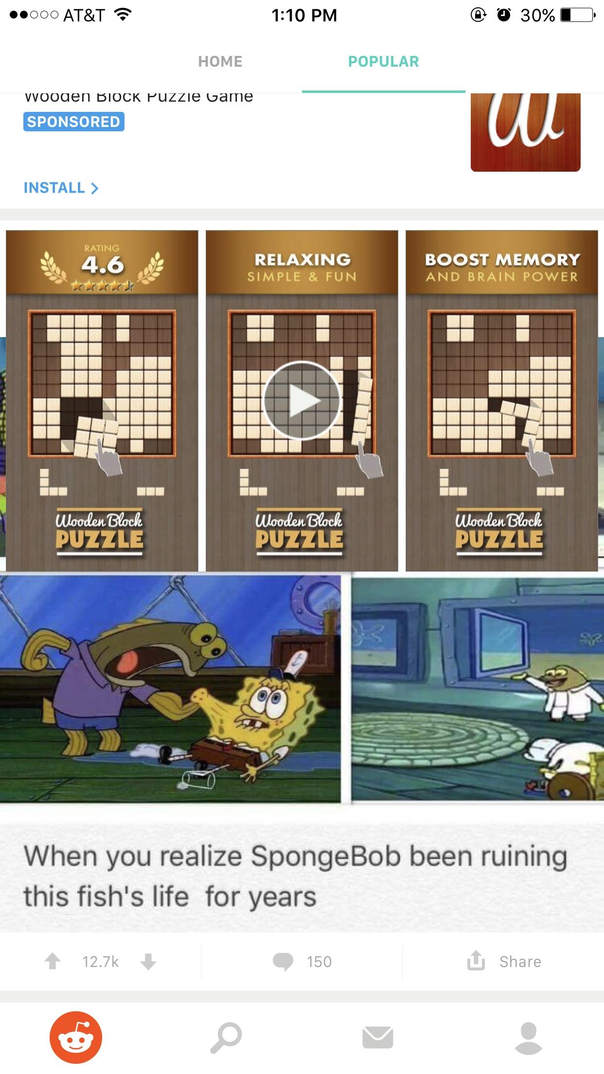 This ad on the reddit app which covers half of the post below it r