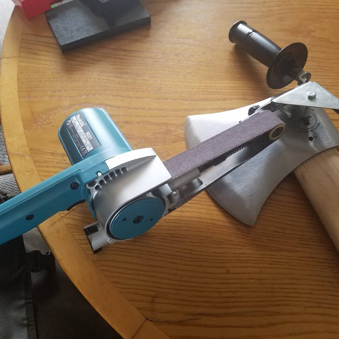 Modified belt sander for racing axes r/Axecraft